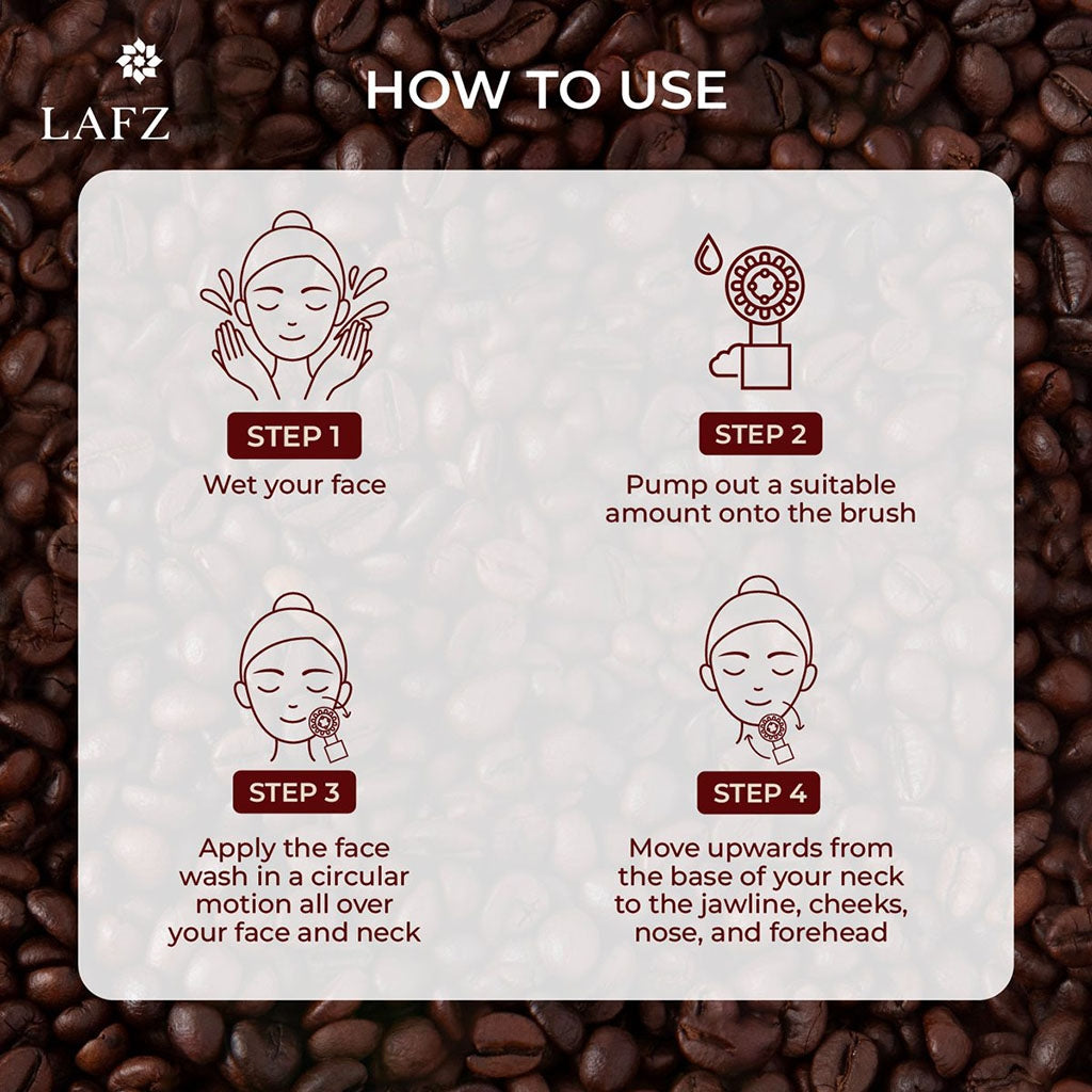 Lafz Foaming Face Wash with Caffeine & Arabica Coffee - 100ml | Deep Cleansing, Exfoliating & Energizing for Men & Women | Perfect for Morning Skincare Routine & Acne-Prone Skin