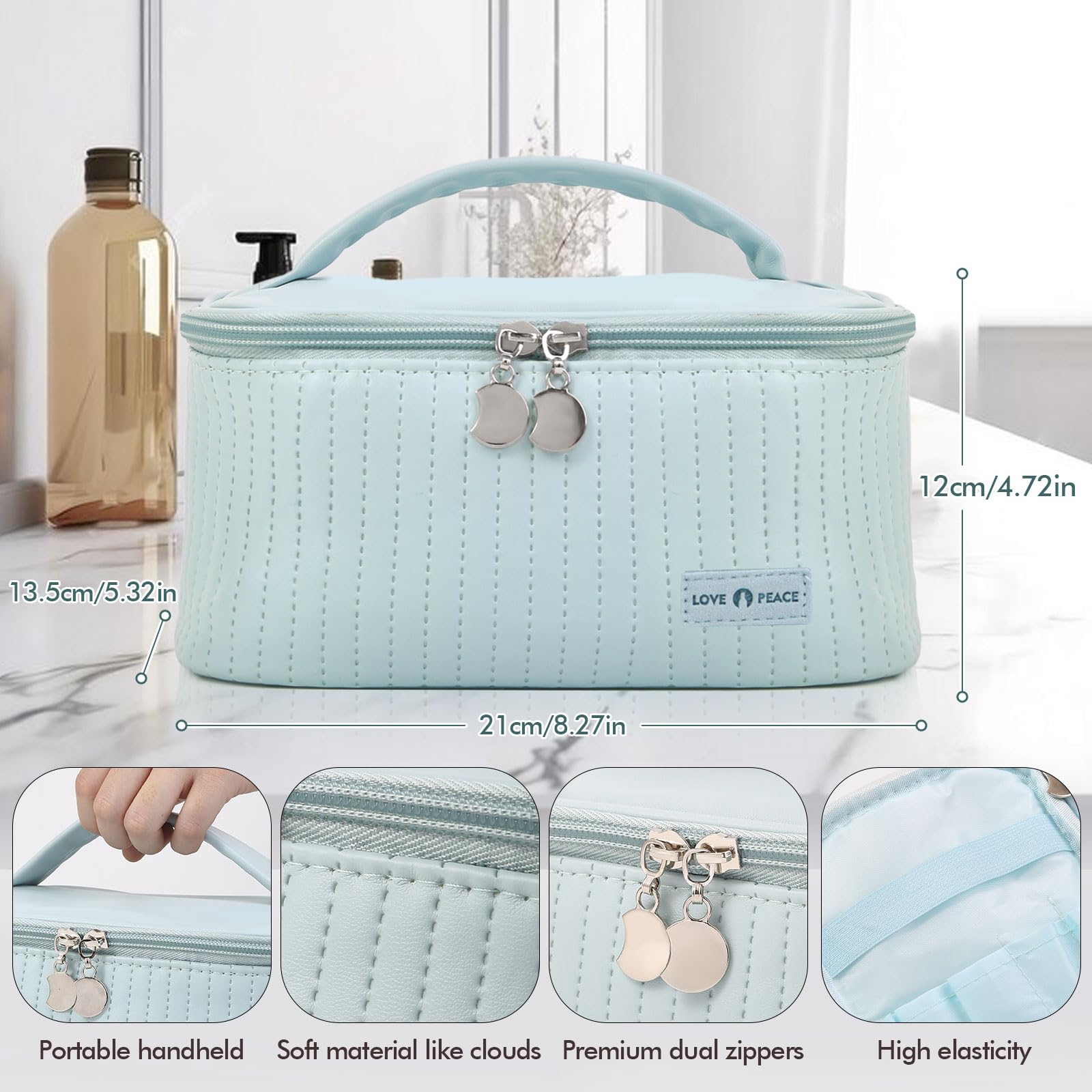 Large Capacity PU Leather Makeup Bag for Women - Travel Cosmetic Organizer, Portable Toiletry Pouch for Makeup Storage | Perfect for Travel, Gym, and Daily Use