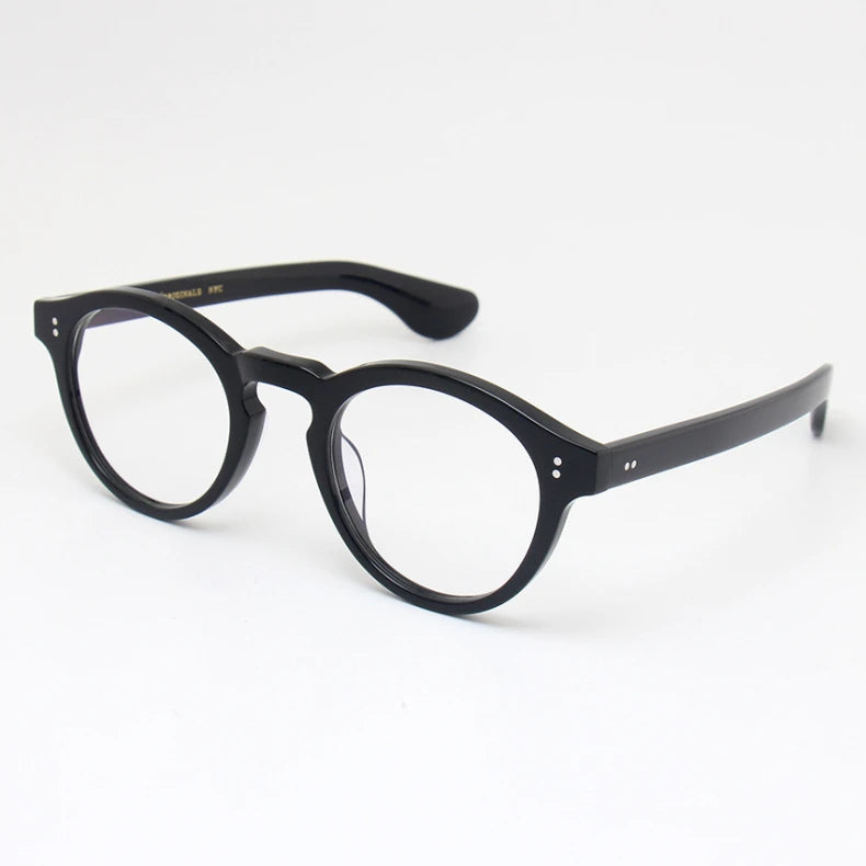 Stylish Black Unisex Acetate Full-Rim Oval Round Eyeglasses Frame 195142 - Perfect for Work, Reading & Fashion Accessories