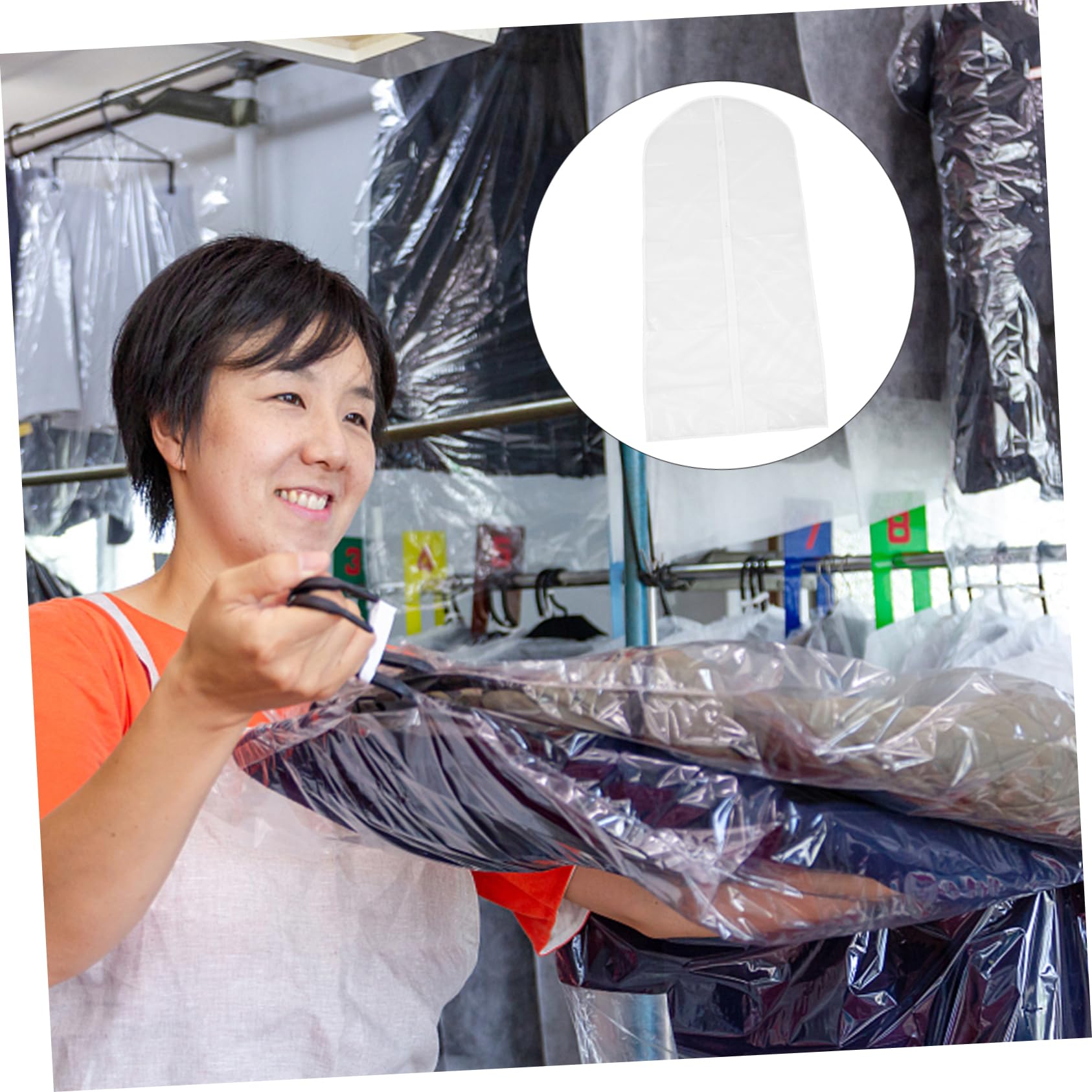 Cabilock 5-Pack White Garment Bags for Suits, Dresses & Coats - Breathable Hanging Clothes Storage Protector for Travel, Closet Organization & Seasonal Clothing Storage
