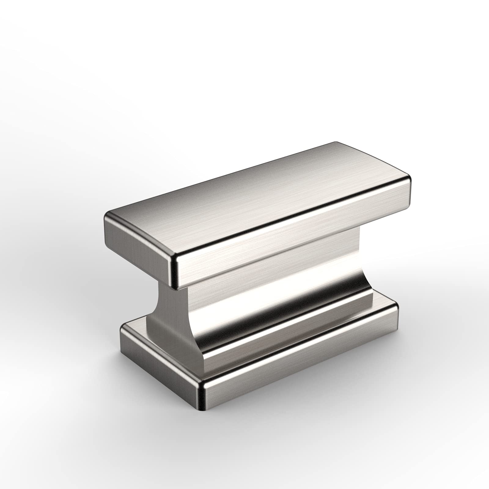 Amerdeco 10 Pack Brushed Satin Nickel Cabinet Knobs - 1.46 Inch (37mm) Single Hole Drawer Pulls - Rectangle Dresser Handles for Bathroom, Kitchen & Bedroom Furniture - Durable & Stylish Hardware Upgrade