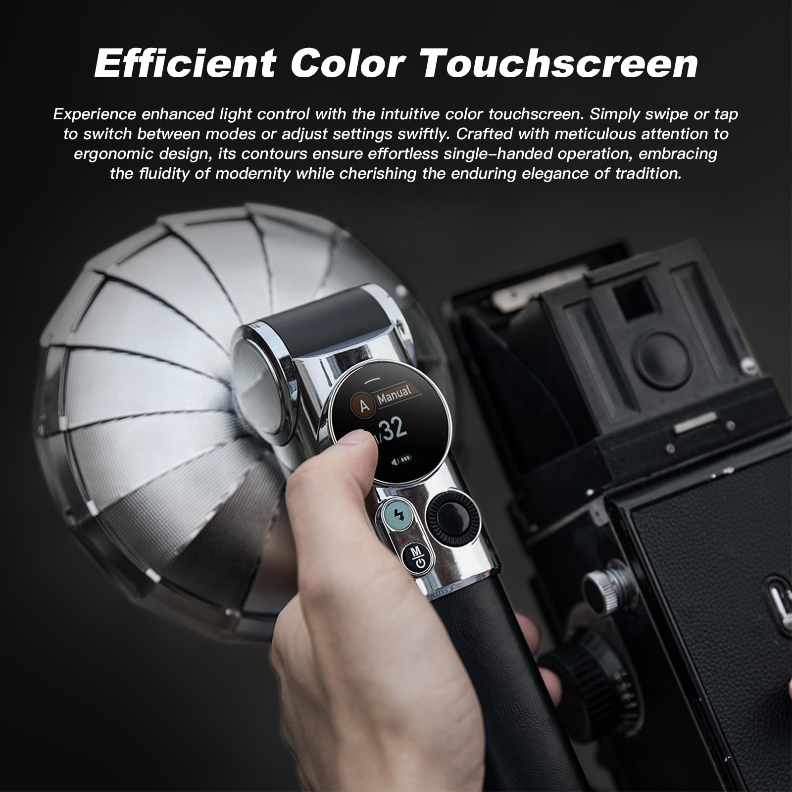 Godox Lux Master Retro Camera Flash 2.4G X Wireless GN25 HSS TTL 6000K with Touchscreen - Compatible with Canon, Nikon, Sony, Fuji DSLR Cameras - Includes 2900mAh Battery, Holder, Charging Cable & Storage Bag - Perfect for Portrait, Wedding, and Studio Photography