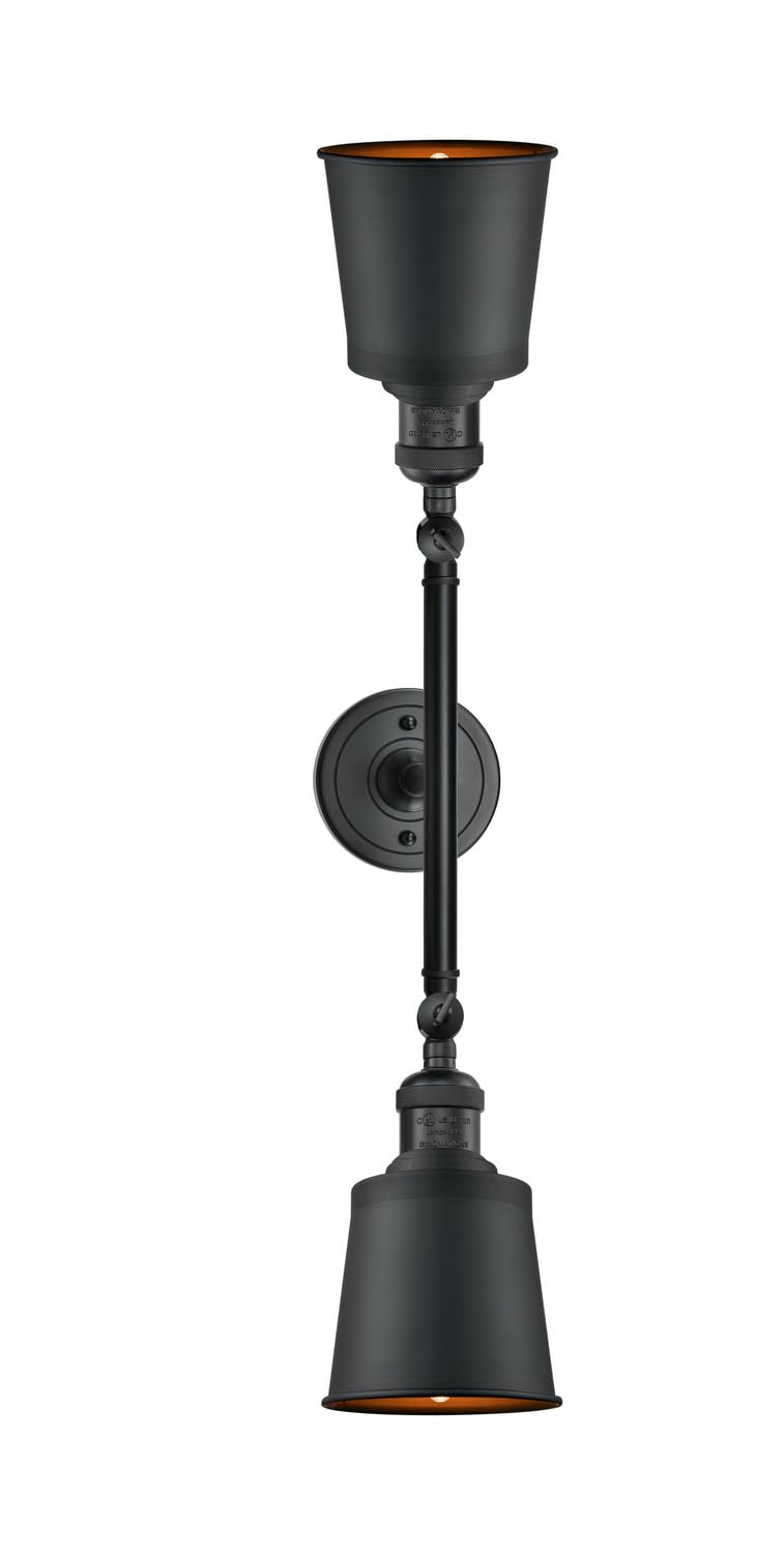 Innovations 208L-BK-M9-BK 2-Light Vertical Bathroom Vanity Light Fixture in Matte Black - Perfect for Modern Bathroom, Powder Room, and Dressing Room Lighting