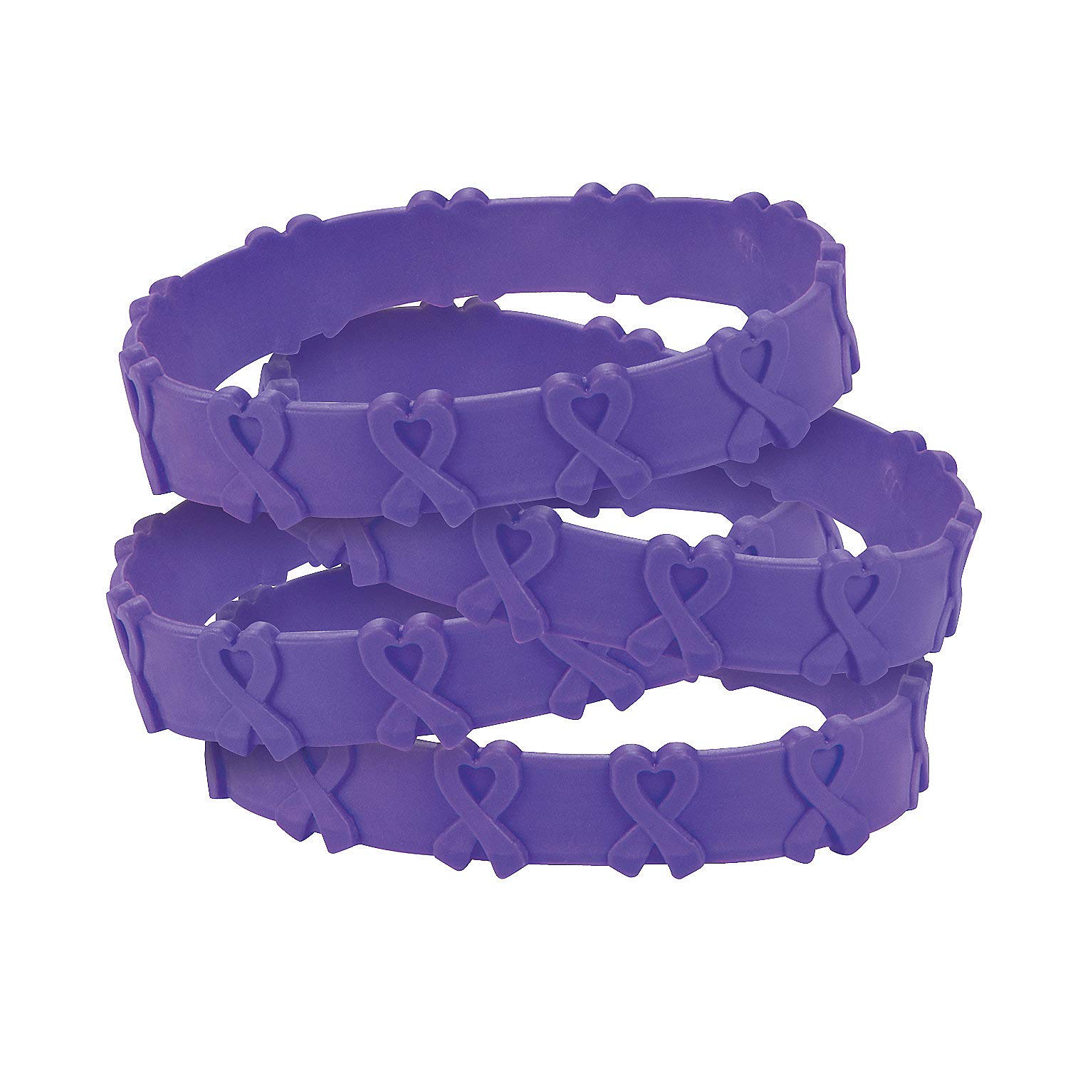 24 Pack Purple Awareness Pop-Out Bracelets for Fundraising, Events & Support - Stretchable Rubber Wristbands for Charity, Schools & Team Spirit