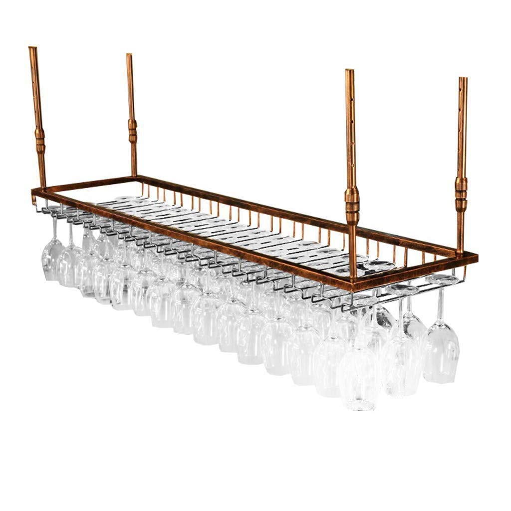 European Style Wrought Iron Hanging Wine Rack Organizer - 90cm Upside Down Wine Glass Holder for Bar Cabinet Storage & Display | Perfect for Home Bars, Restaurants, and Wine Cellars