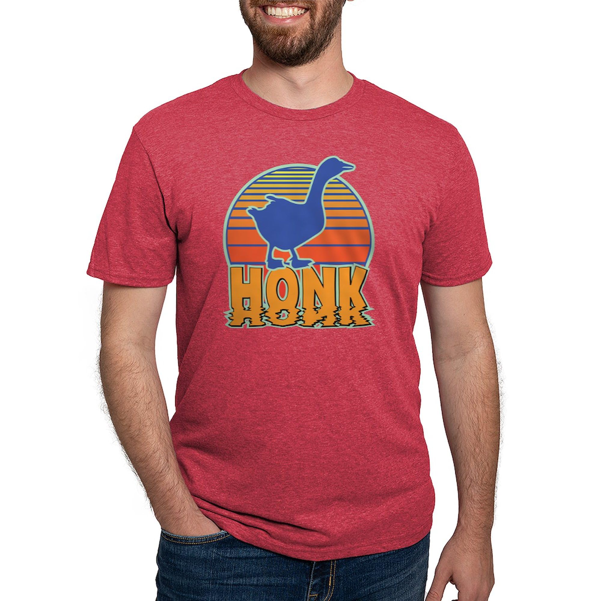 Honk The Goose Men's Tri-Blend T-Shirt | Soft Premium Deluxe Short Sleeve Tee for Casual Wear & Funny Gifts | Perfect for Everyday Outfits, Parties & Goose Lovers