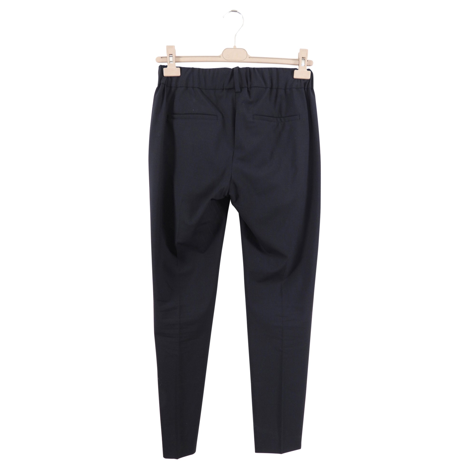 Brunello Cucinelli Black Wool Blend Dress Pants with Monili Trim - Size S (4) | Luxury Office Pants for Women, Business Formal Attire, Professional Workwear