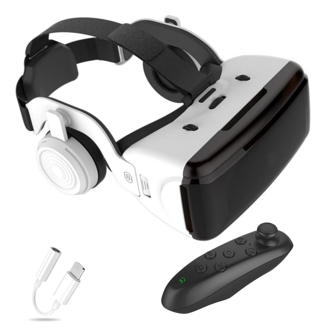 3D VR Headset with Bluetooth Controller - Compatible with iPhone 13 Pro Max/13 Pro/13/12/11, Samsung Galaxy S21, Huawei, Xiaomi Series - Immersive Virtual Reality Experience for Gaming, Movies & Travel Simulation (Color: A, Size: iOS)