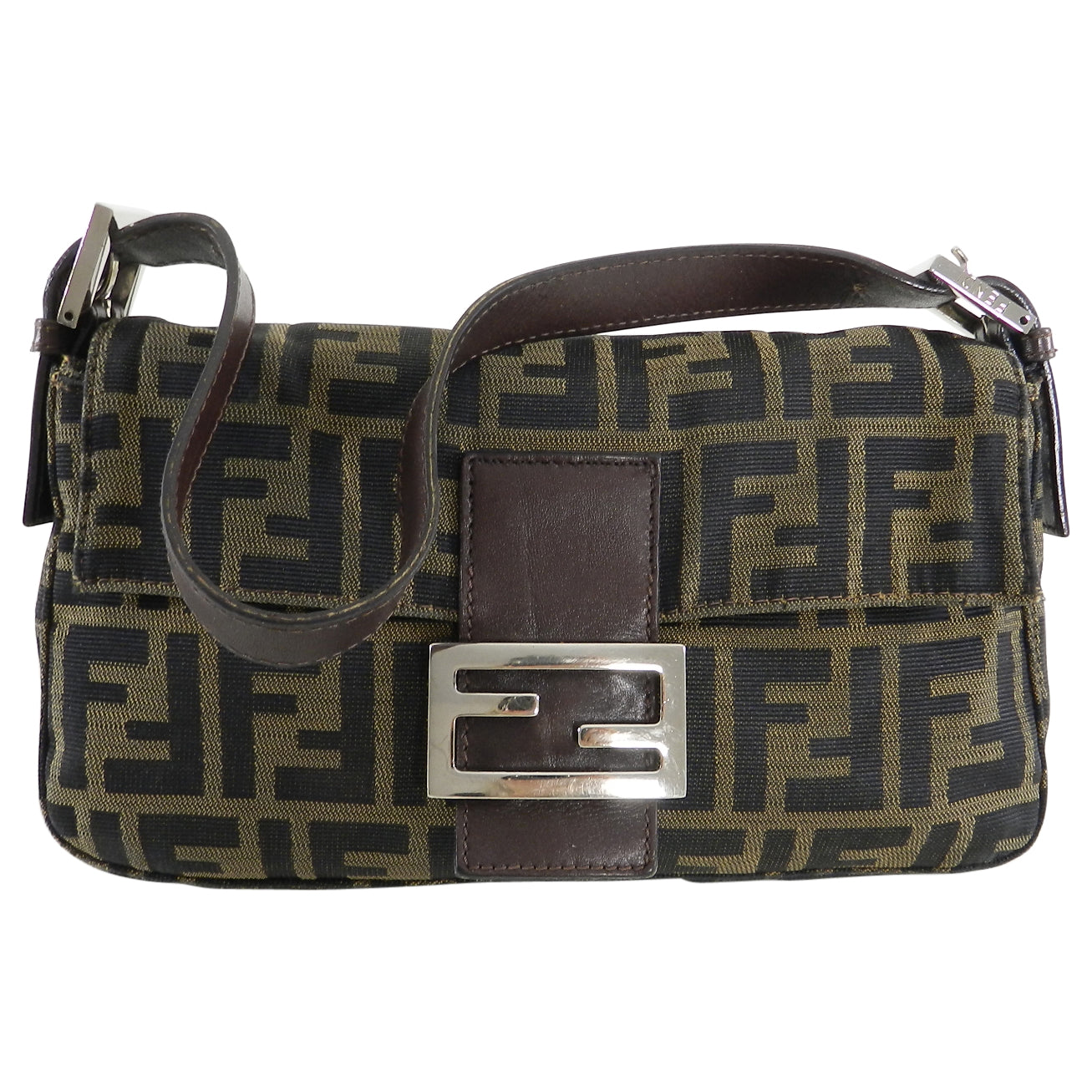 Fendi FF Zucca Logo Small Baguette Bag - Luxury Designer Crossbody Purse for Women | Perfect for Parties, Date Nights & Fashion Events
