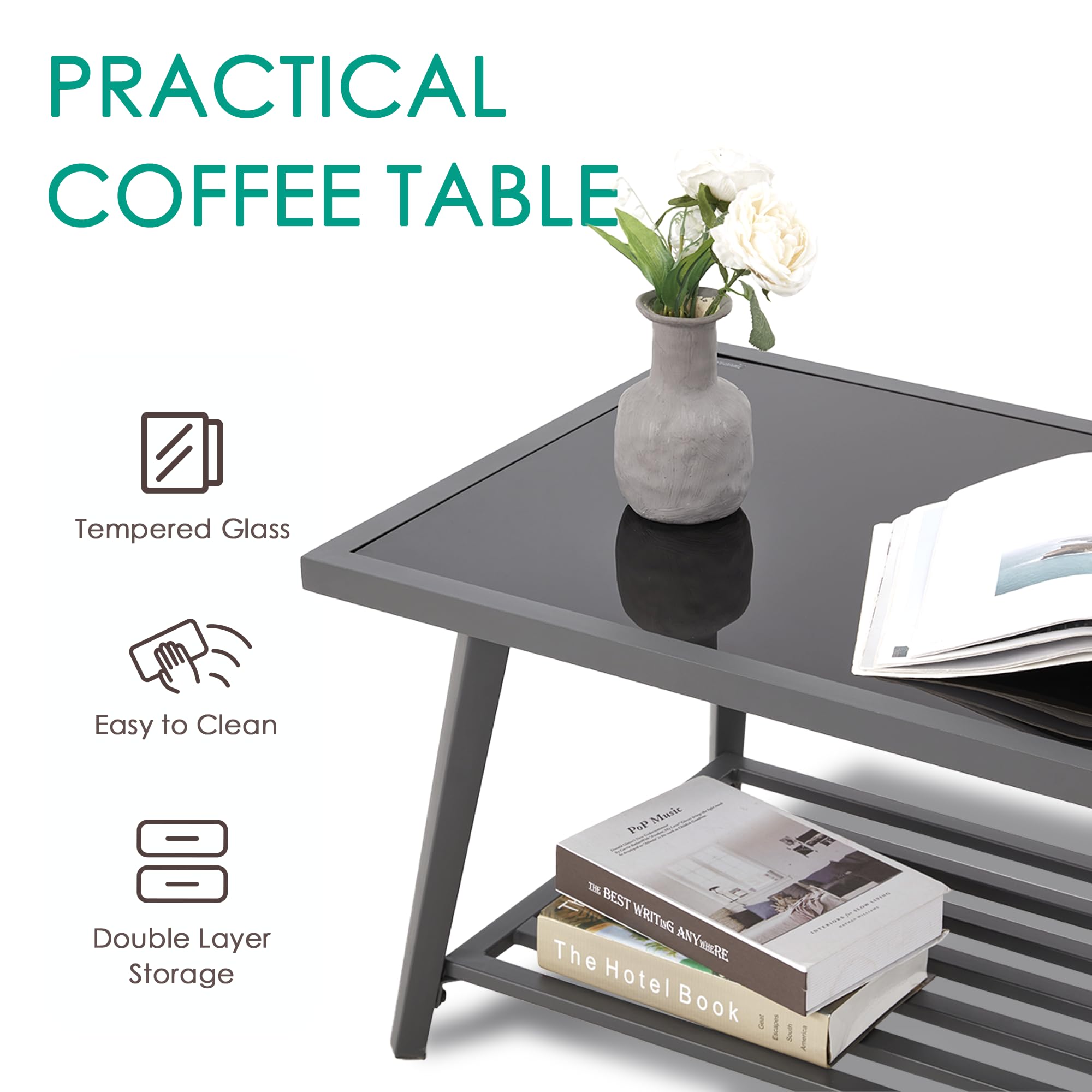 Modern 5-Piece Outdoor Patio Furniture Set - 3-Seater Sofa, Loveseat & Coffee Table - Durable Aluminum Frame with Woven Rope Design - Grey Conversation Set for Garden, Balcony, Yard - Perfect for Outdoor Entertaining & Relaxation