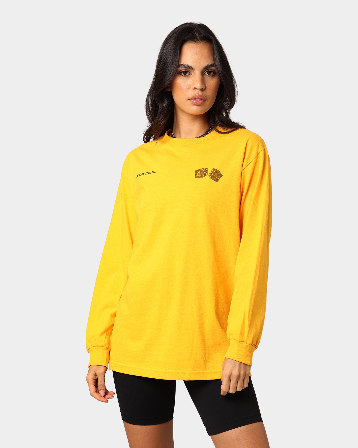 4HUNNID Roll The Dice Long Sleeve T-Shirt Mustard Yellow - Streetwear Graphic Tee for Men & Women - Perfect for Casual Wear, Gaming Events & Urban Fashion