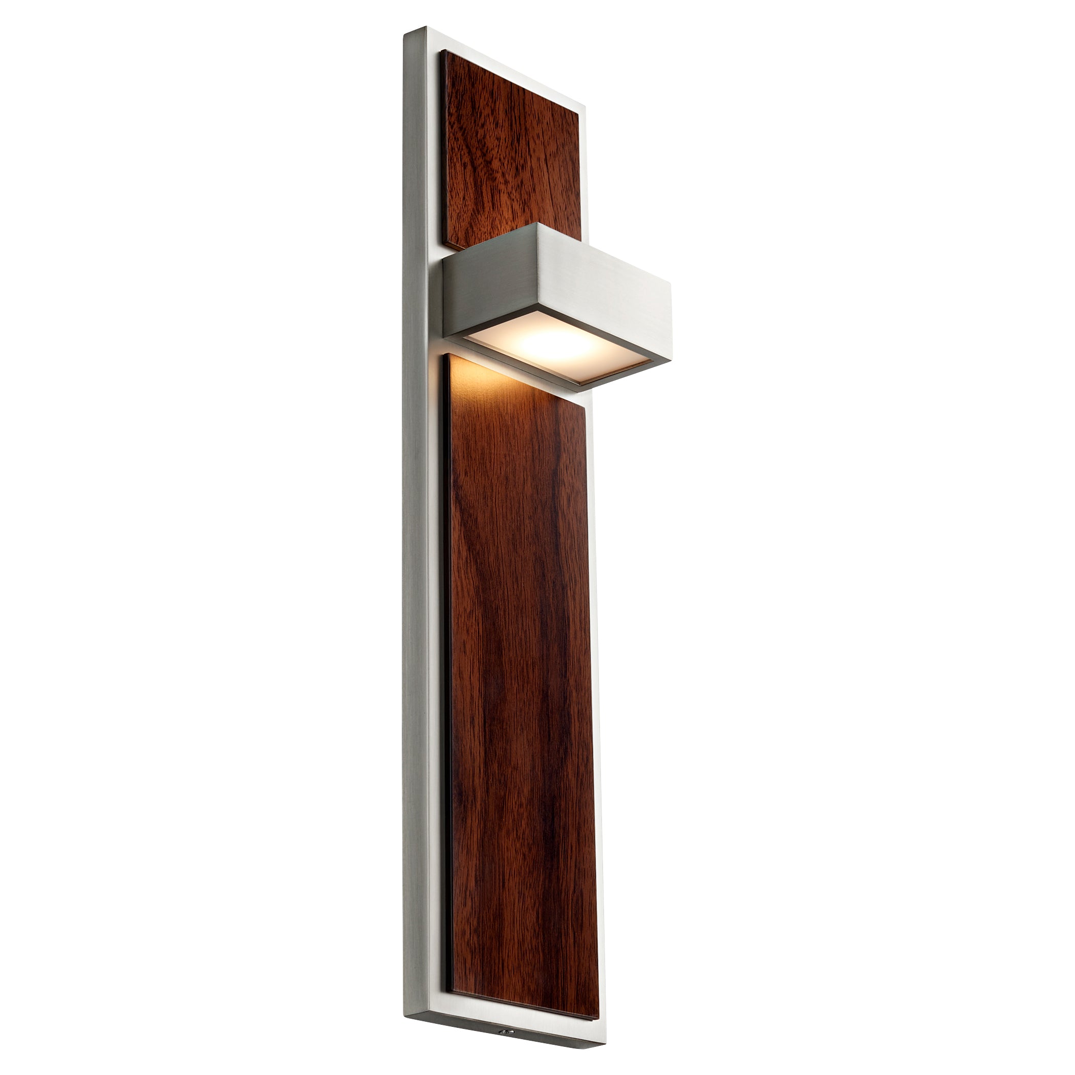 Oxygen Guapo 3 401 24 Inch Modern Wall Sconce Light Fixture - Satin Nickel Finish with Walnut Wood Accent - Perfect for Living Room, Bedroom, or Hallway Lighting