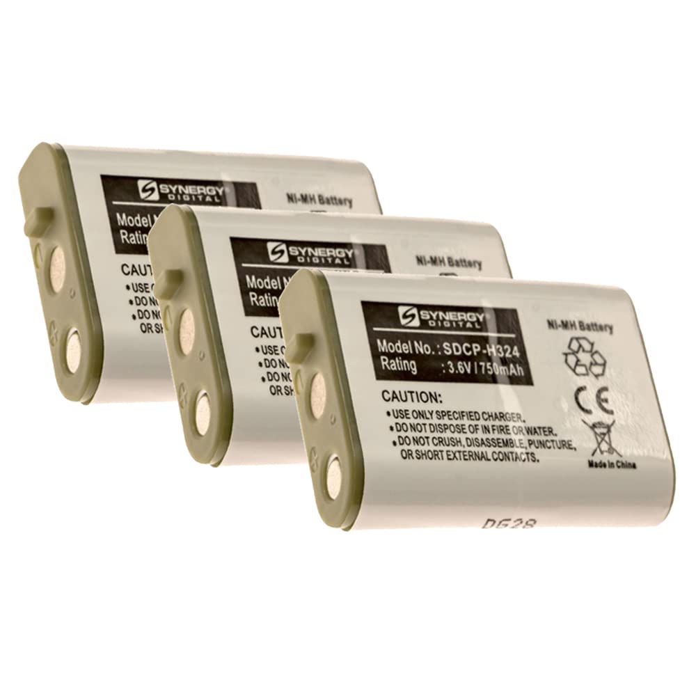 Synergy Digital Rechargeable Ni-MH 3.6V 750mAh Cordless Phone Batteries - 3 Pack | Compatible with Panasonic HHR-P103 & Similar Models | Perfect for Home/Office Cordless Phones, Answering Machines & Wireless Devices