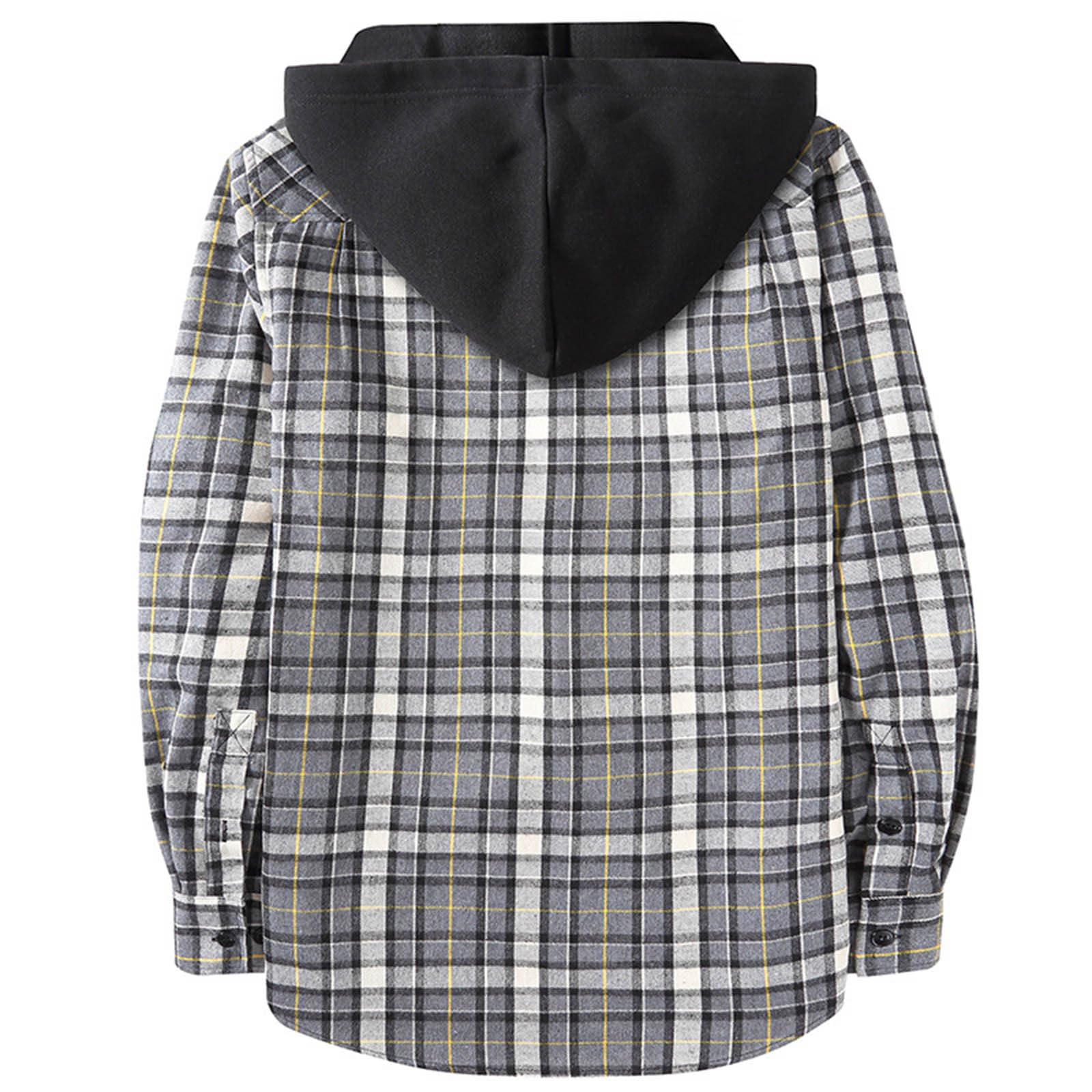 Dgoopd Men's Lightweight Flannel Shirt - Plaid Hooded Work Shirt for Outdoor & Casual Wear
