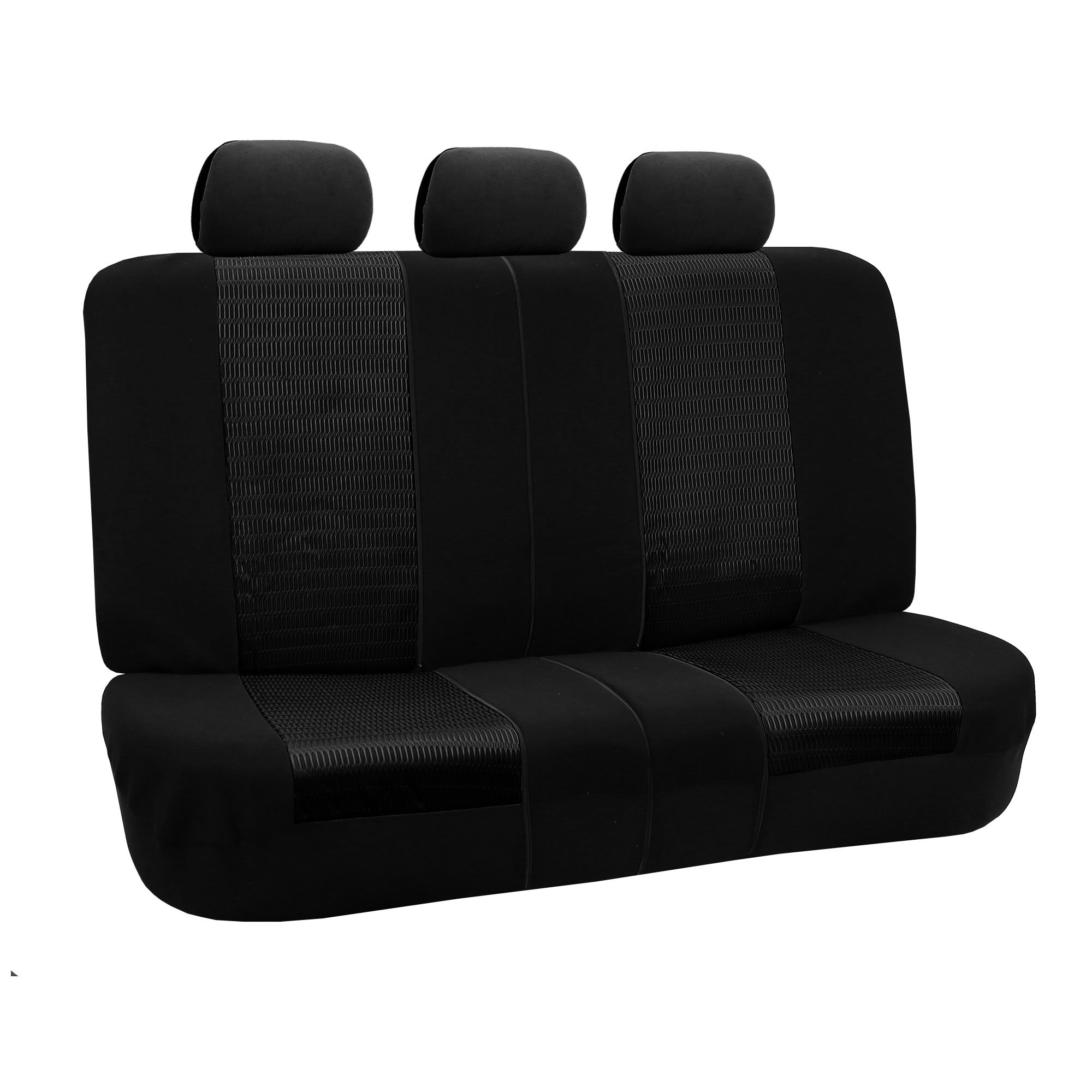 TLH Automotive Seat Covers - Trendy Elegance Rear Only Black Universal Fit Split Bench Car Seat Protector for Cars, Trucks & SUVs | Durable Interior Accessories for Comfort & Style