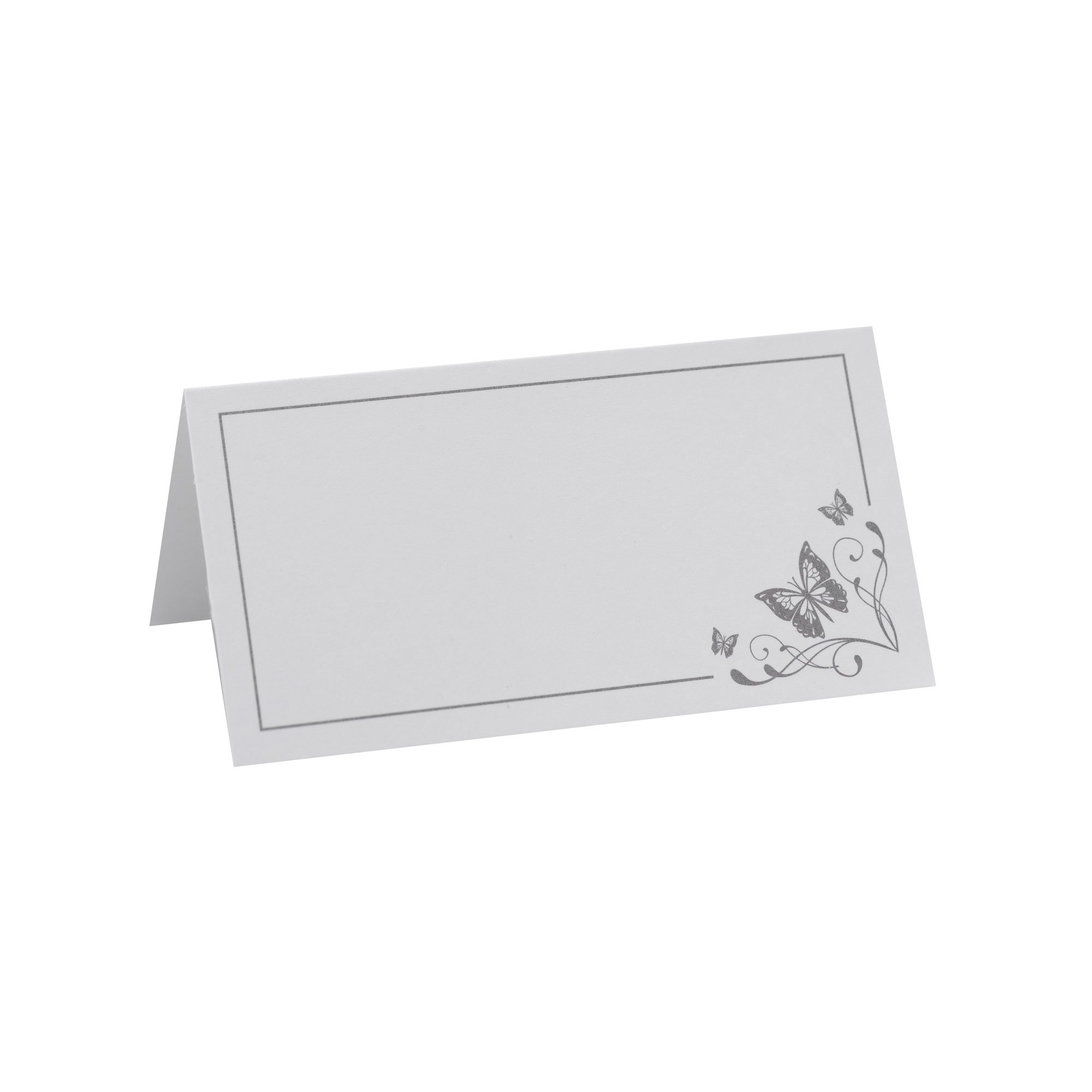 Elegant Silver Butterfly Place Cards - Pack of 50 for Weddings, Parties & Special Events - Premium Table Setting Name Cards for Formal Dinners, Bridal Showers & Anniversary Celebrations
