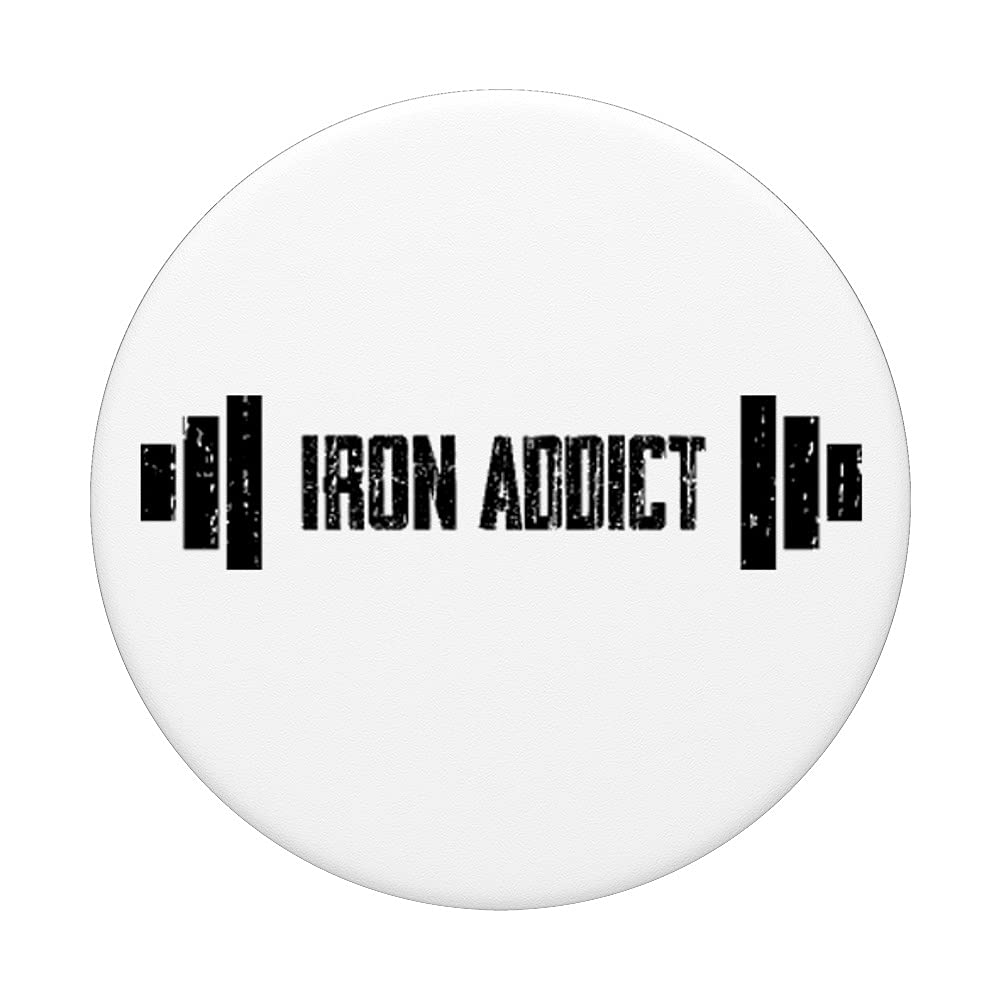 Iron Addict Gym Fitness Lifting Weightlifter Bodybuilder PopSockets Swappable PopGrip - Perfect for Workouts, Weight Training & Bodybuilding - Ideal for Gym Enthusiasts & Fitness Lovers
