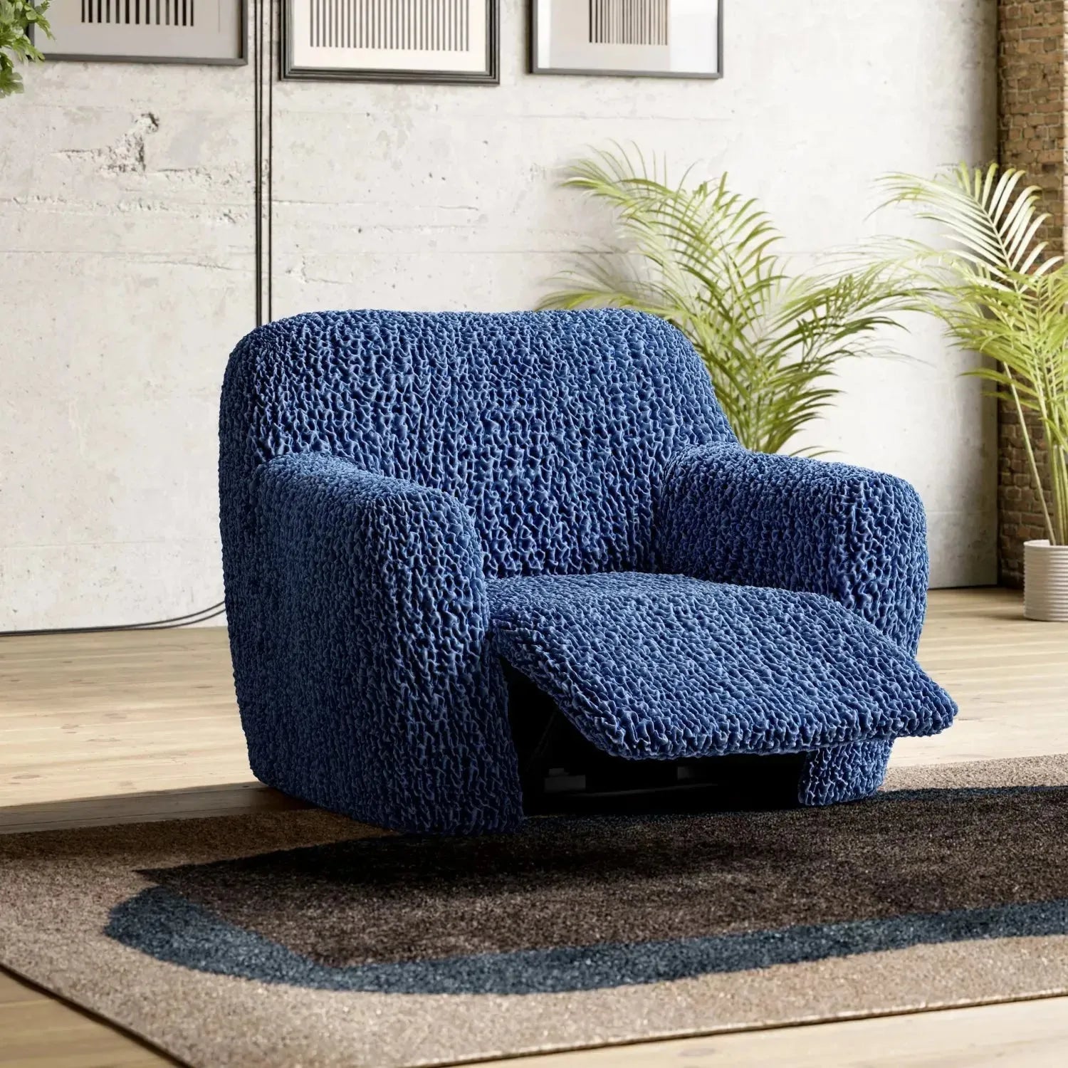 Goffrato Velvet Reclining Armchair Slipcover - Soft Stretch Furniture Protector for Living Room, Bedroom & Home Theater