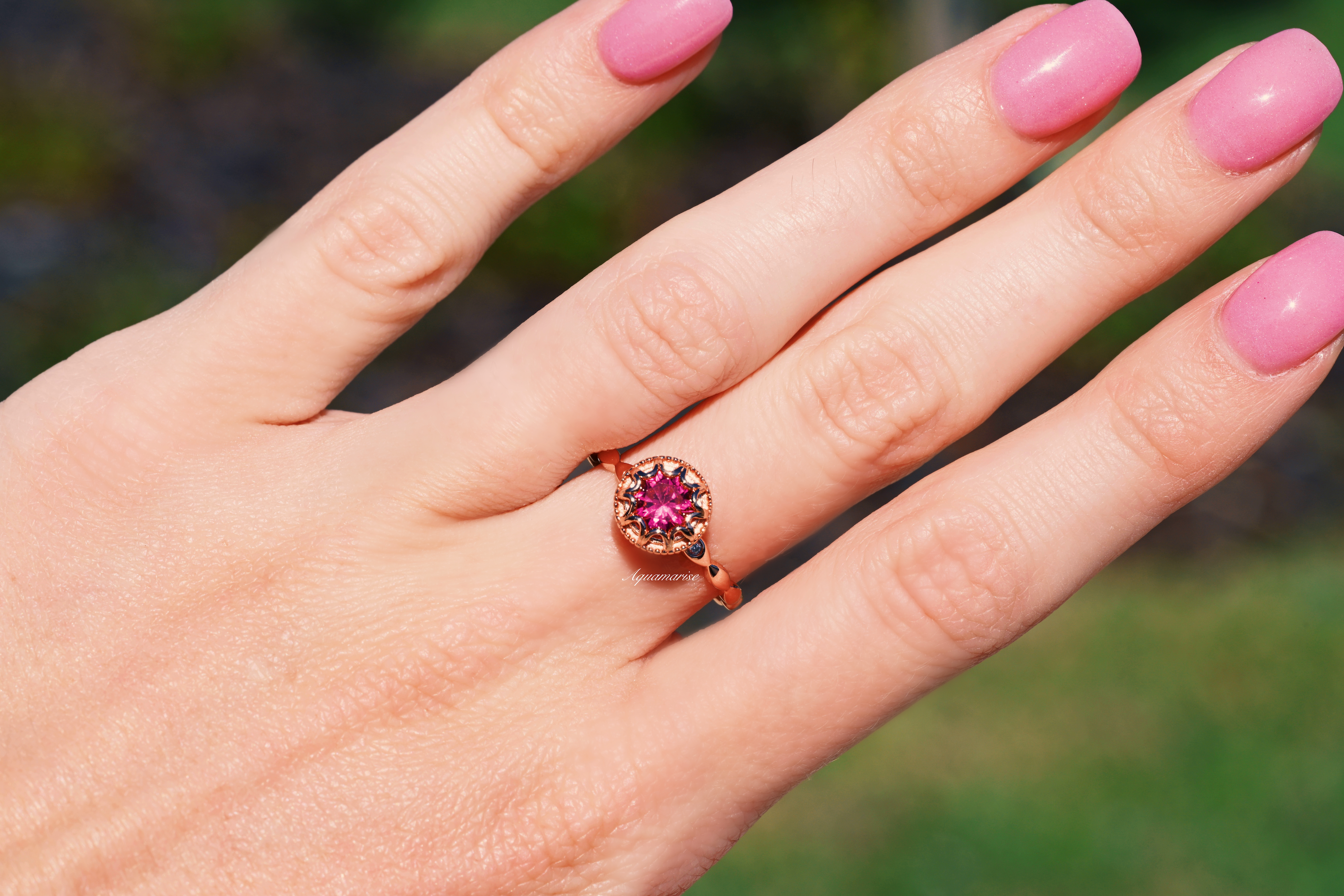 Vintage Ruby Ring 14K Rose Gold Vermeil - Elegant Handmade Jewelry for Women, Perfect for Weddings, Anniversaries & Special Occasions