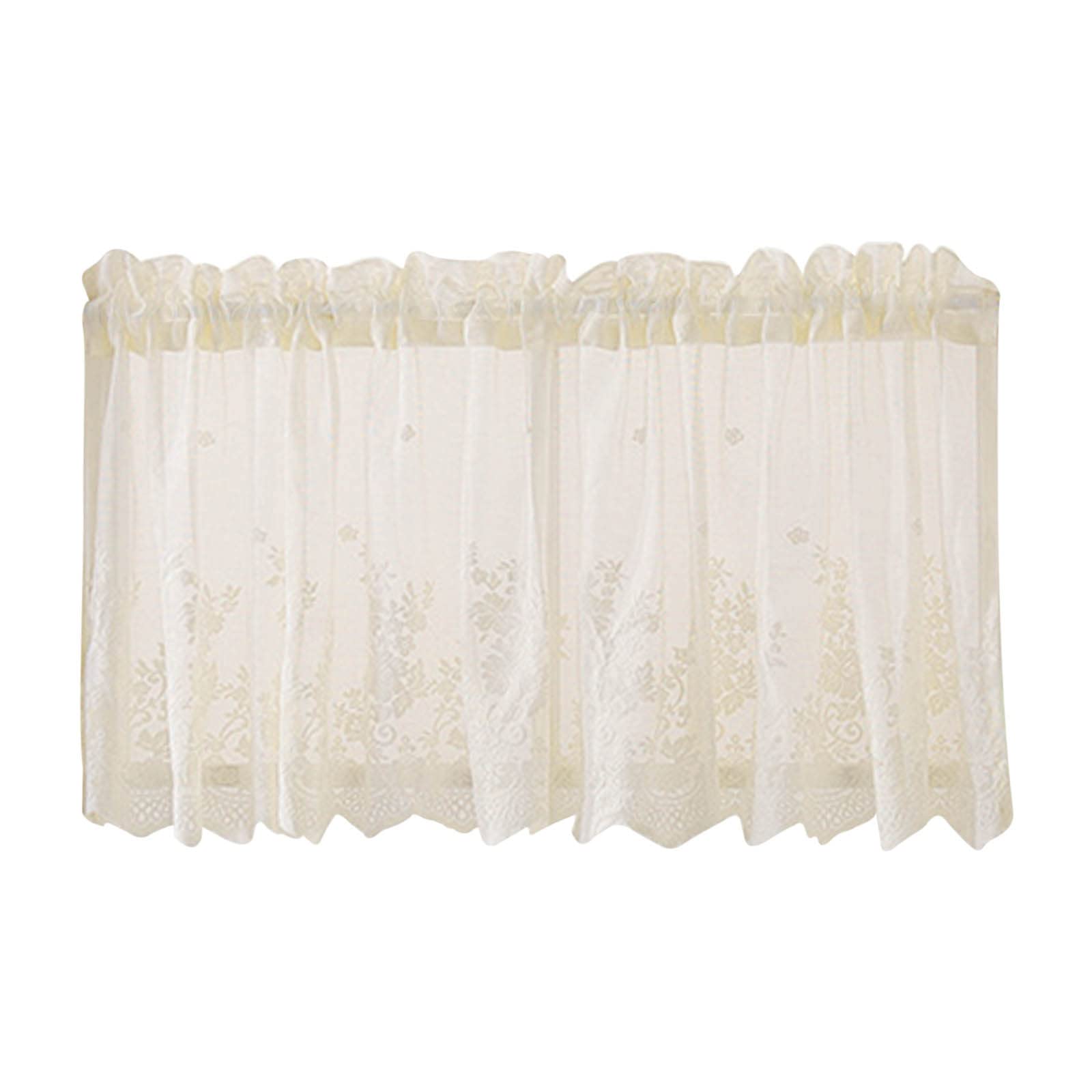 QQtangYA Floral Lace Curtains - 54 x 24 Inches, 1 Panel - Elegant Sheer Window Treatment for Kitchen, Bedroom, Coffee Shop & Nursery - Light Filtering Privacy Drapes with Rod Pocket Design