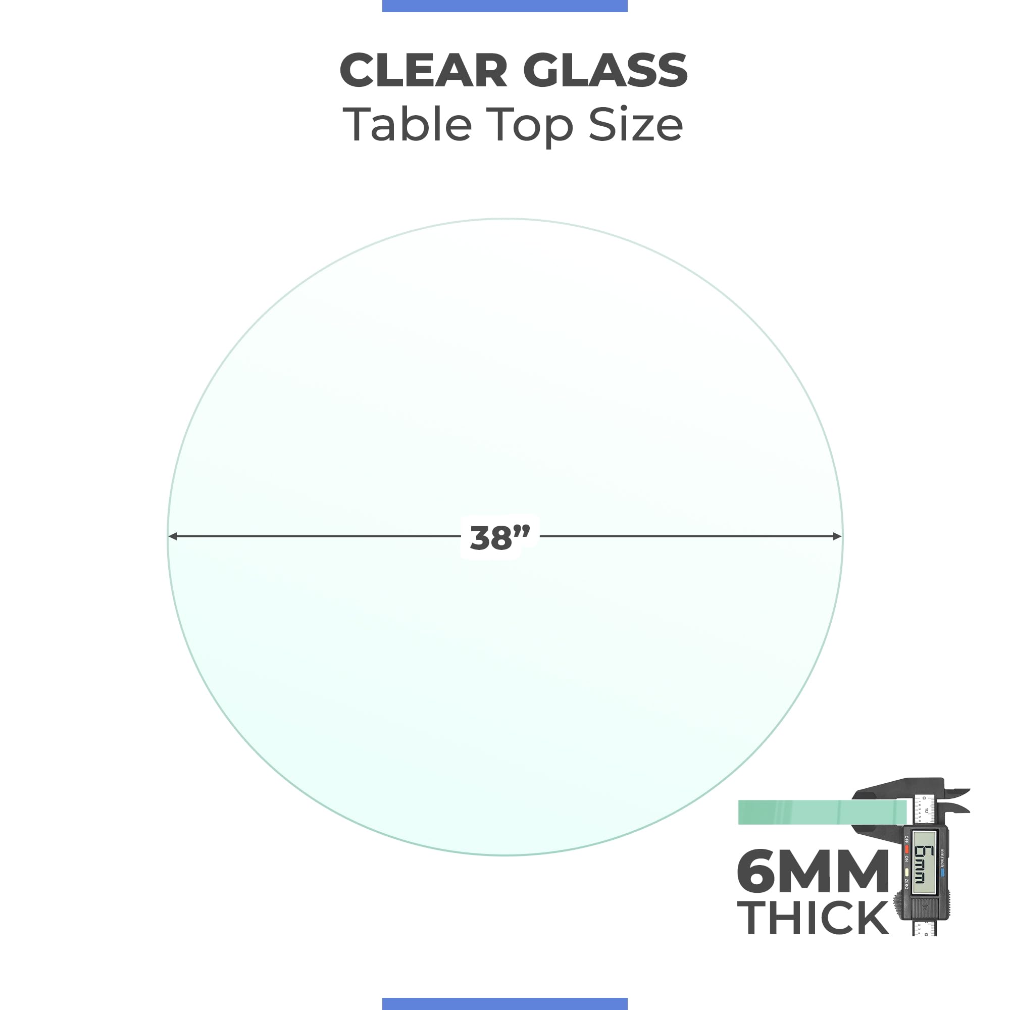 38 Inch Round 1/4 Inch Thick Tempered Glass Table Top - Clear, Flat Polish Edge - Durable & Safe for Dining Tables, Coffee Tables, and Countertops - Fab Glass and Mirror