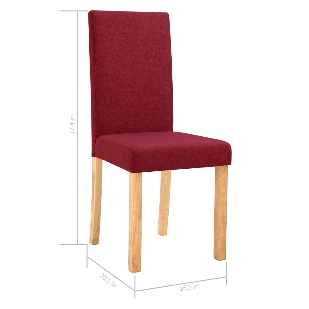 SKM Dining Chairs Set of 4 - Wine Red Fabric Upholstered Kitchen Chairs for Dining Room, Restaurant & Home Decor (Model 9231)