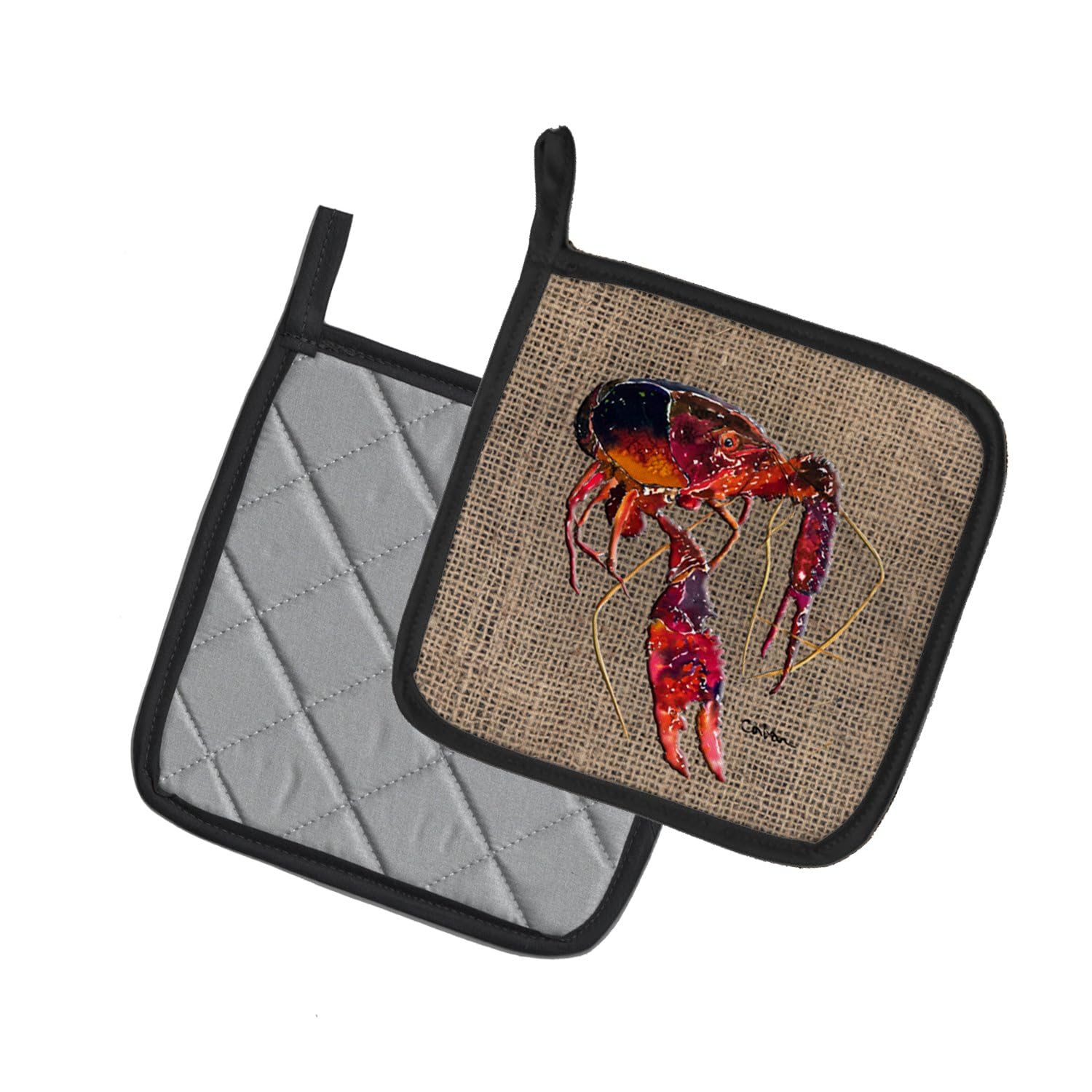 Caroline's Treasures Crawfish Pot Holders Set - Heat Resistant Kitchen Oven Mitts for Cooking, Baking & BBQ (7.5