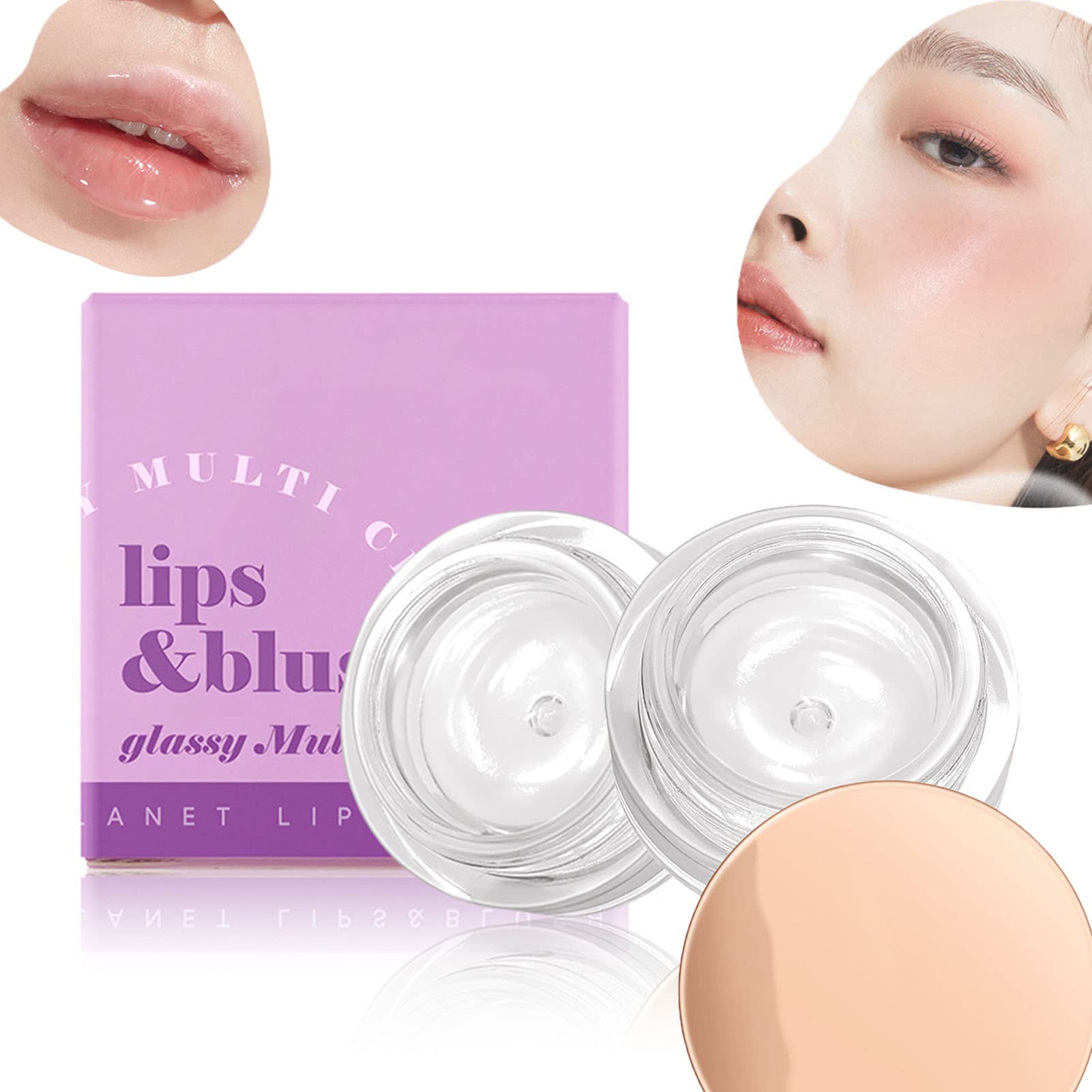 Color Changing Blush & Lip Gloss Set (2pcs) - Moisturizing Transparent Blusher Cream for Cheeks & Lips, Natural Flush Effect | Perfect for Everyday Makeup, Date Night & On-The-Go Touch Ups