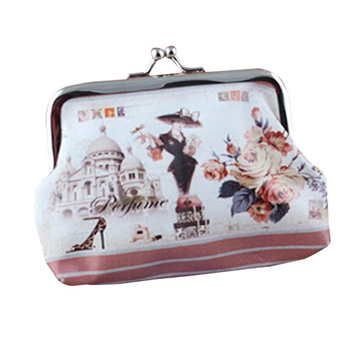 Grey990 Floral Print Coin Purse Wallet for Women - Small Clasp Top Pouch for Coins, Cash & Makeup - Perfect for Travel, Shopping & Everyday Use