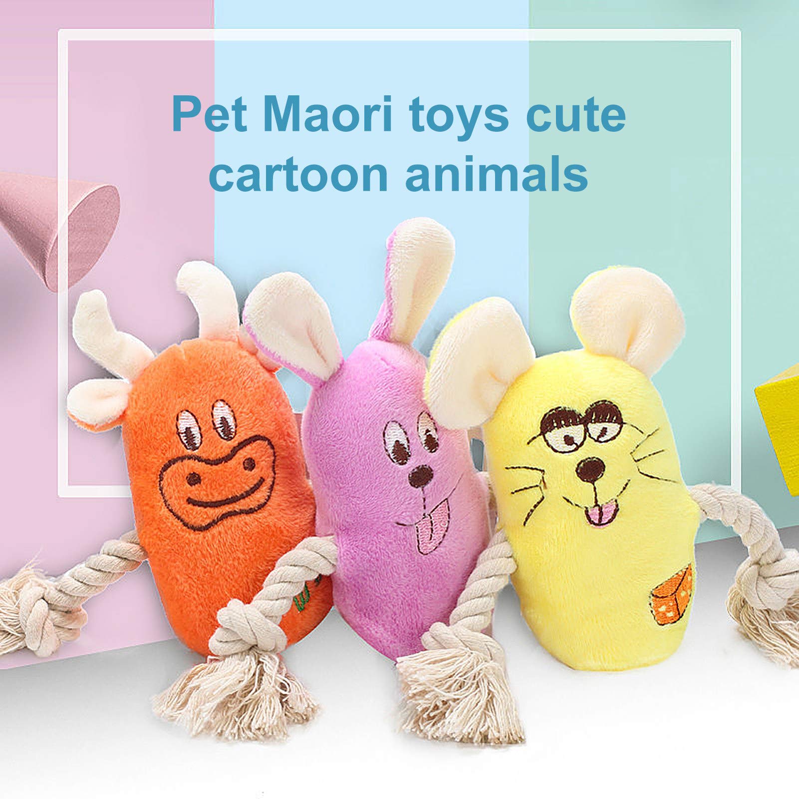 Durable Plush Dog Chew Toys with Squeaker - Bite-Resistant, Teeth Cleaning Pet Supplies for Small & Medium Dogs - Orange Squeaky Toy for Playtime & Dental Care