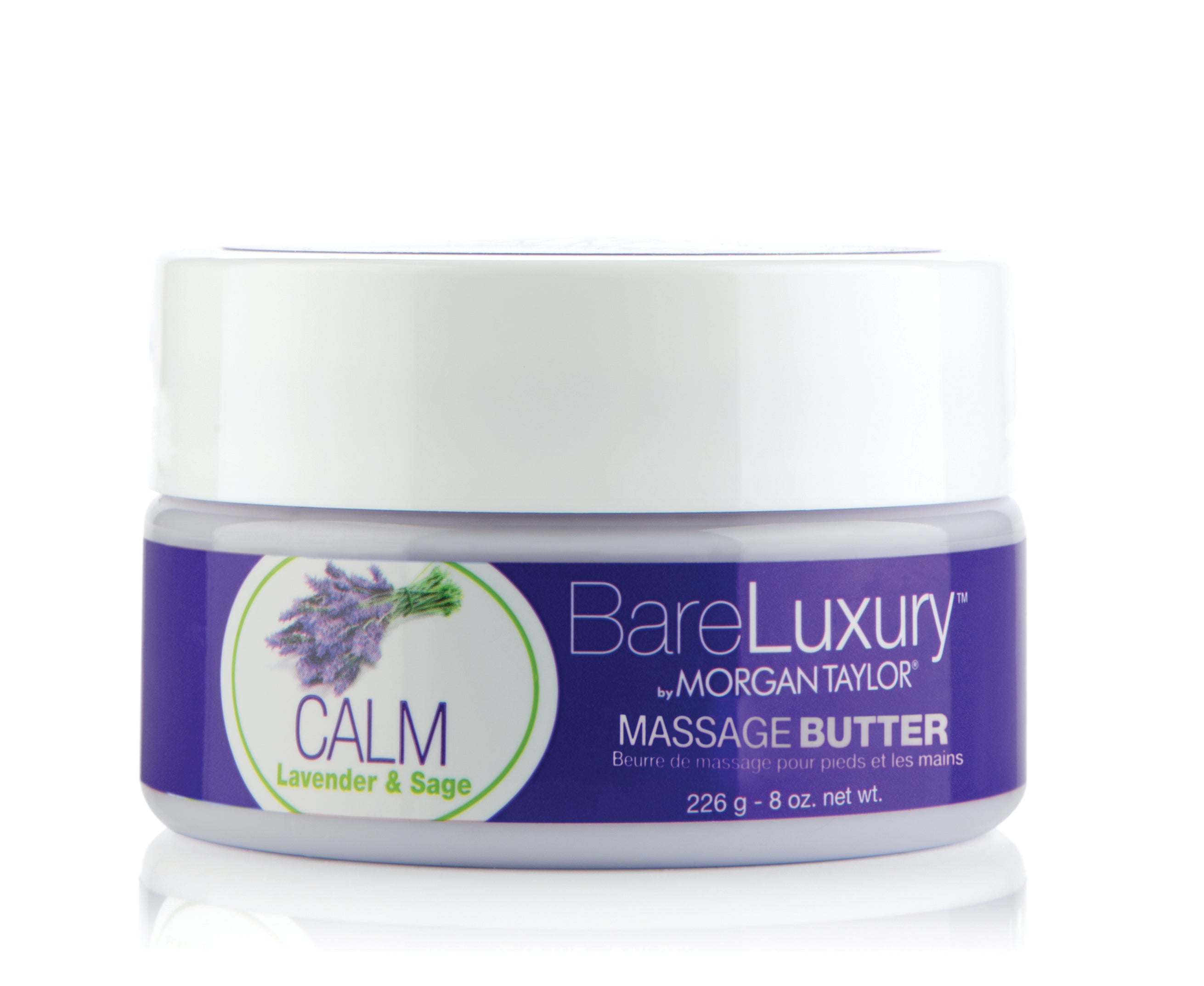 BareLuxury by Morgan Taylor Lavender & Sage Massage Butter - 8 oz Relaxing Aromatherapy Body Cream for Stress Relief & Skin Hydration - Perfect for Spa Nights, Couples Massage & Self-Care Rituals