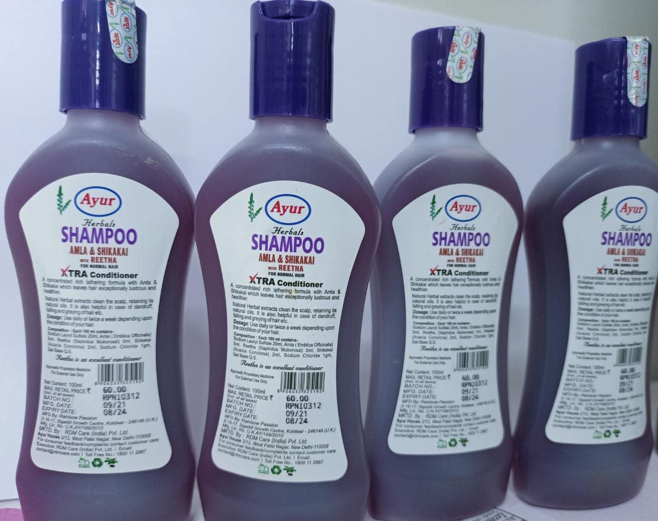 Ayur Amla & Shikakai Shampoo for Hair Growth - 4 Pack (400ml Each) | Natural Herbal Hair Care for Dry, Damaged Hair - Perfect for Daily Use at Home or Salon
