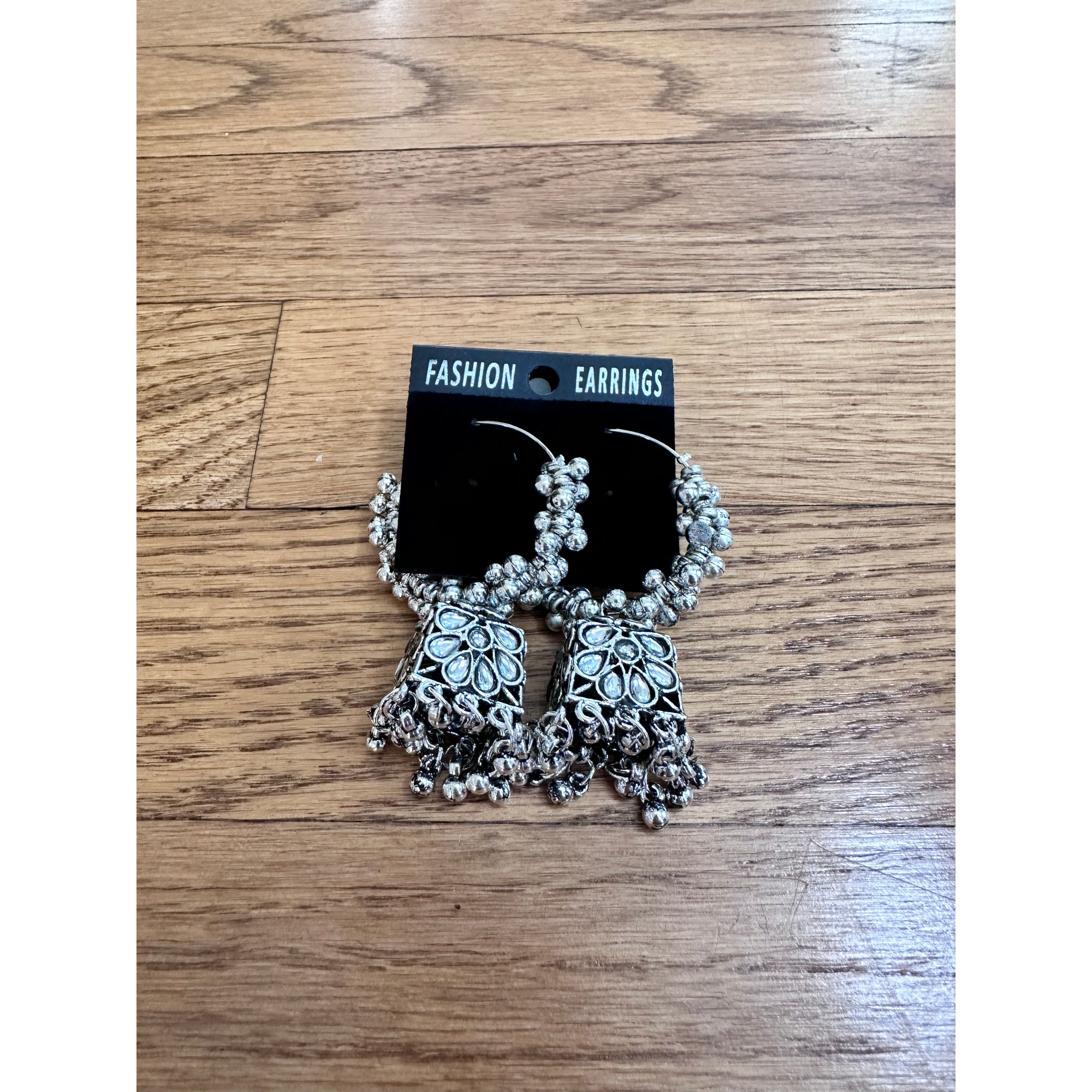 Oxidized Jhumka Earrings for Women - Traditional Indian Ethnic Jewelry - Handcrafted Silver Plated Dangle Earrings for Parties, Weddings & Festivals
