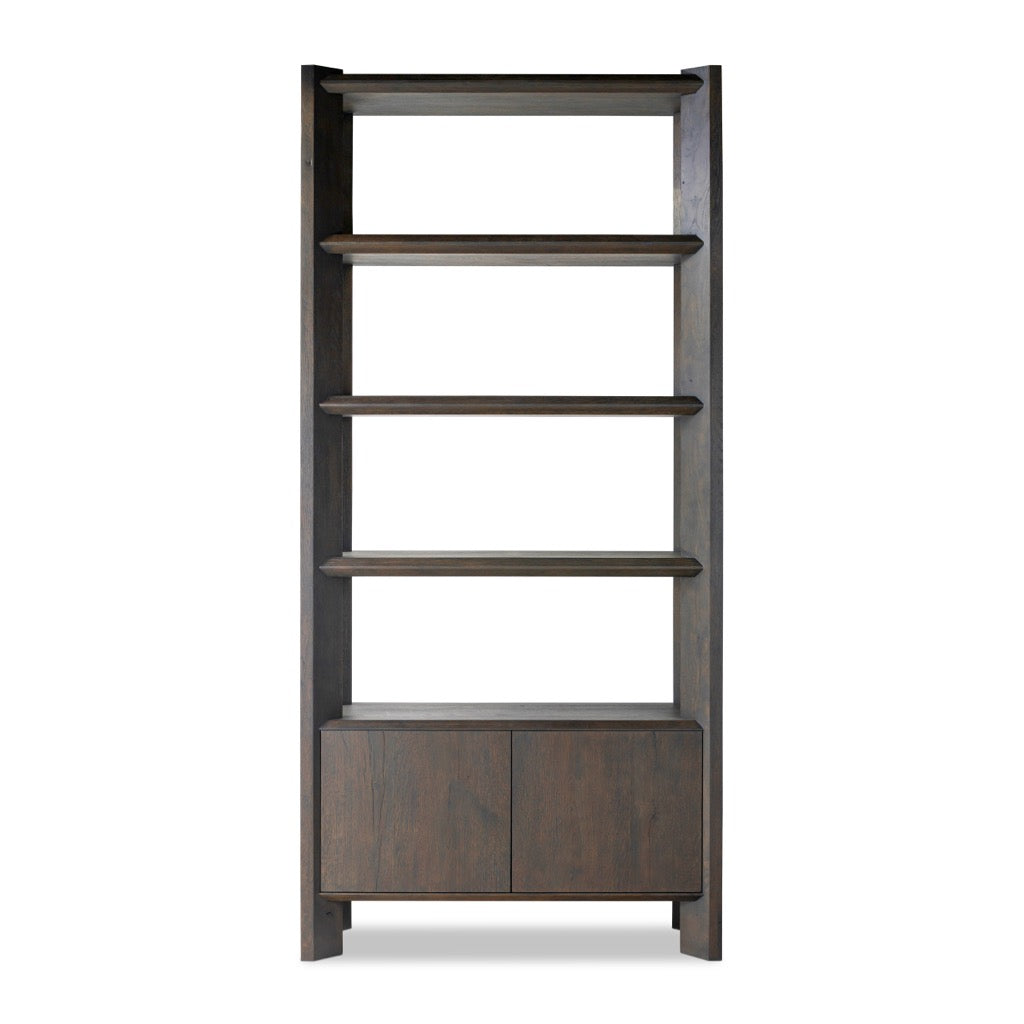 Orwin Bookshelf - Smoked Black Oak Wood Bookcase for Home & Office - Perfect for Living Room, Bedroom, or Study Room Storage