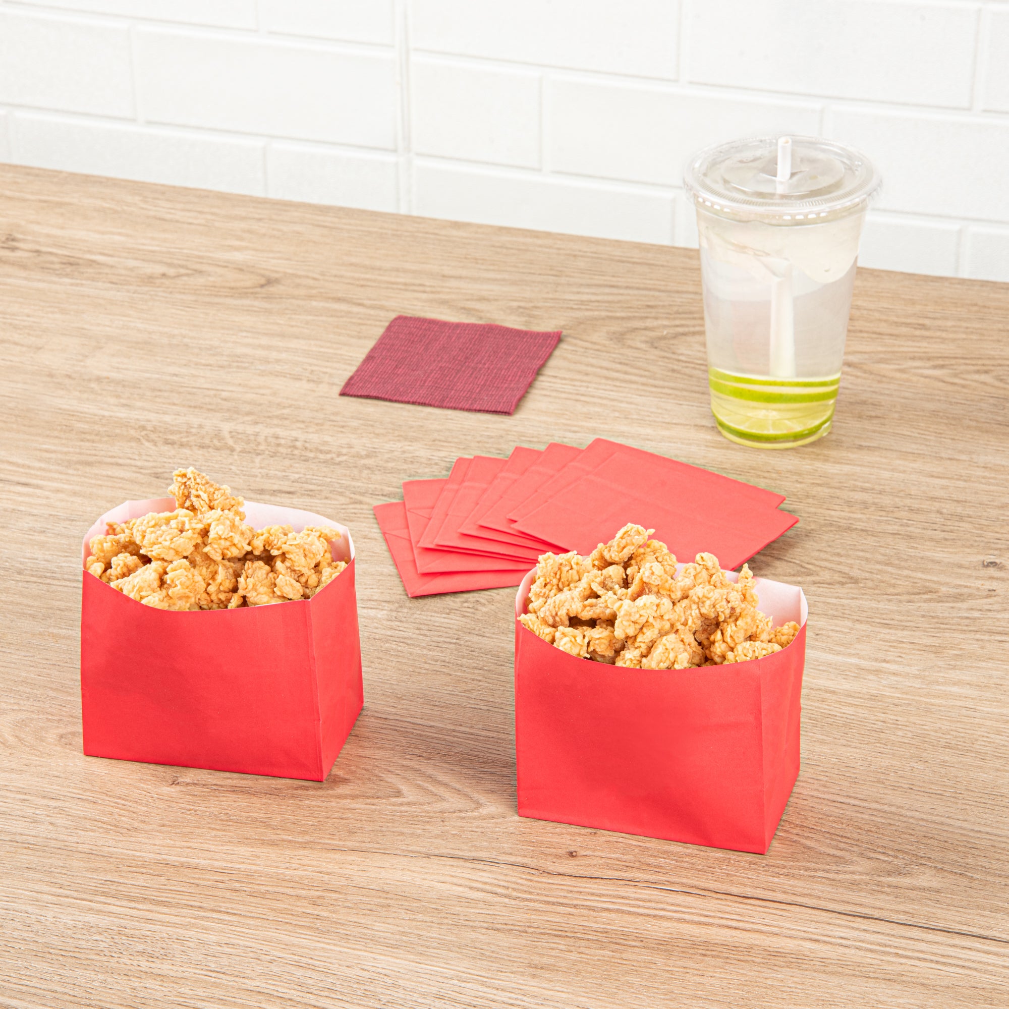 Red Paper Snack Bags Large 4.25x2.5x3.75 Inches - 100 Count Bulk Pack for Parties, Picnics & School Lunches | Food Safe Disposable Containers