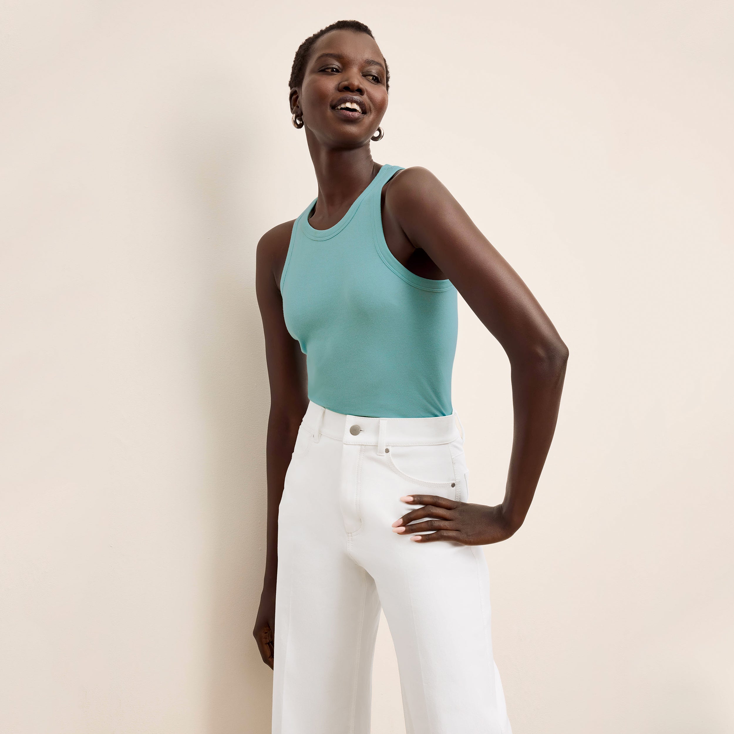 Milo Wide Leg Jeans for Women - Eco-Friendly Stretch Denim Pants in White | Comfortable & Sustainable Fashion for Casual Wear & Office Outfits