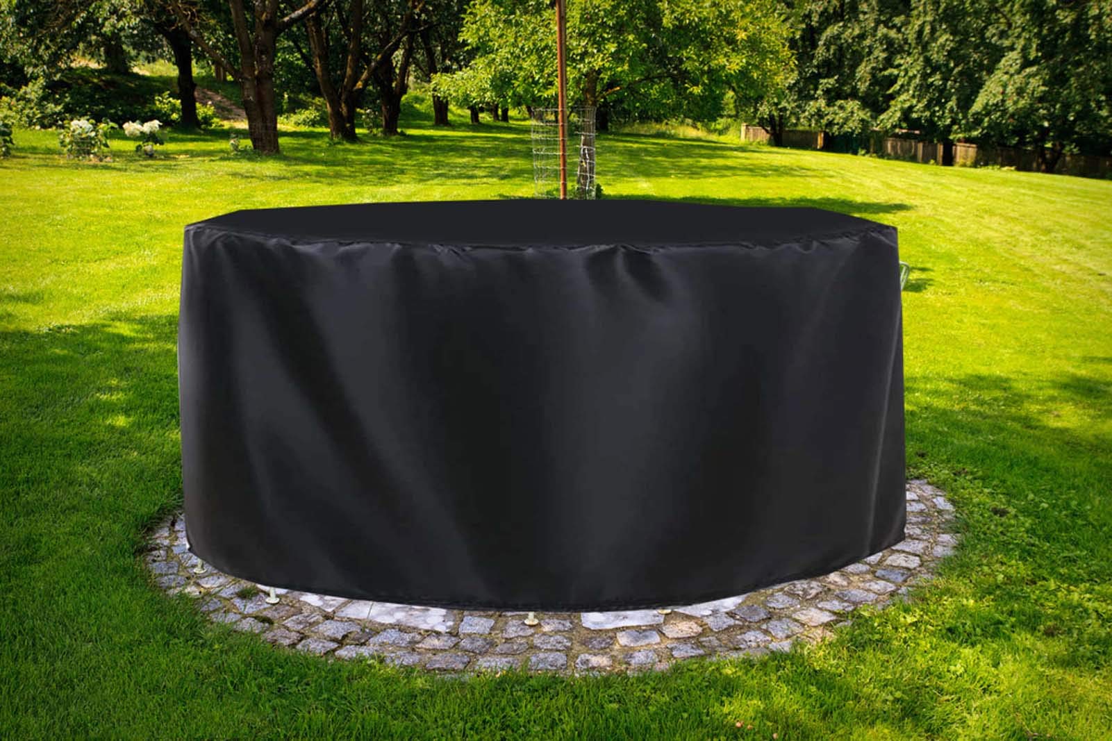 53x31 Inch Heavy Duty Waterproof Round Patio Furniture Cover - 420D UV Resistant Fabric for Outdoor Dining Table & Chairs Set - Perfect for Backyard, Garden, and Poolside Protection