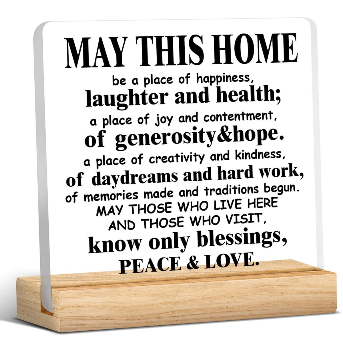 May This Home Acrylic Desk Sign - Inspirational Housewarming Gift for Women & Men - Religious Home Decor for New Homeowners, Office Desk, or Wedding Gift