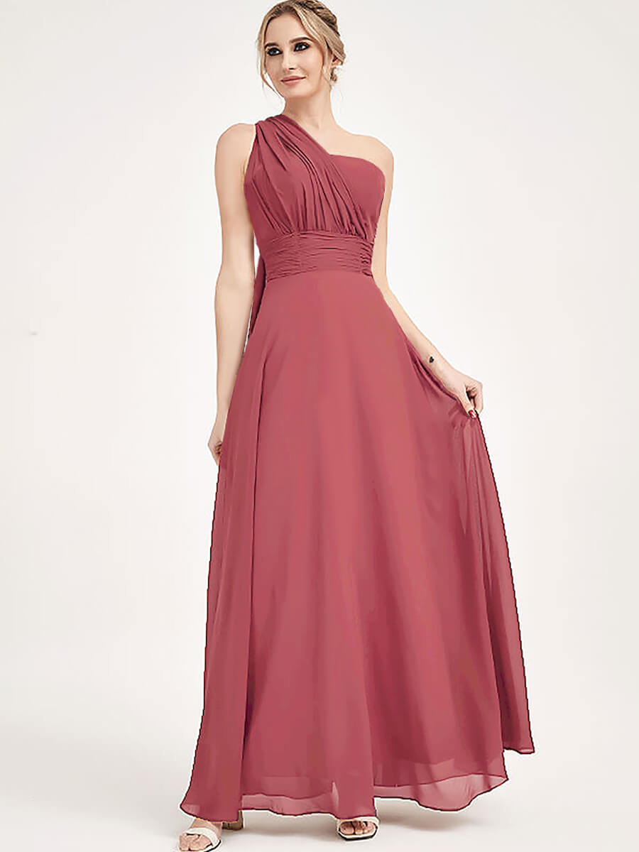 Elegant Convertible Chiffon Bridesmaid Dress - Wrap Style Maxi Gown in Desert Rose | Perfect for Weddings, Prom, Formal Events & Special Occasions