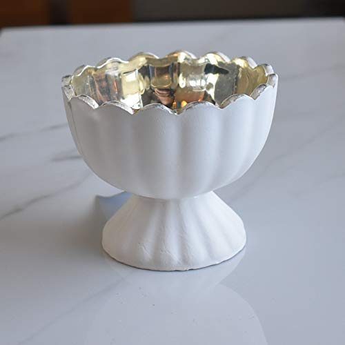 Antique White Mercury Glass Candle Holder for Tea Lights - Home & Wedding Decor