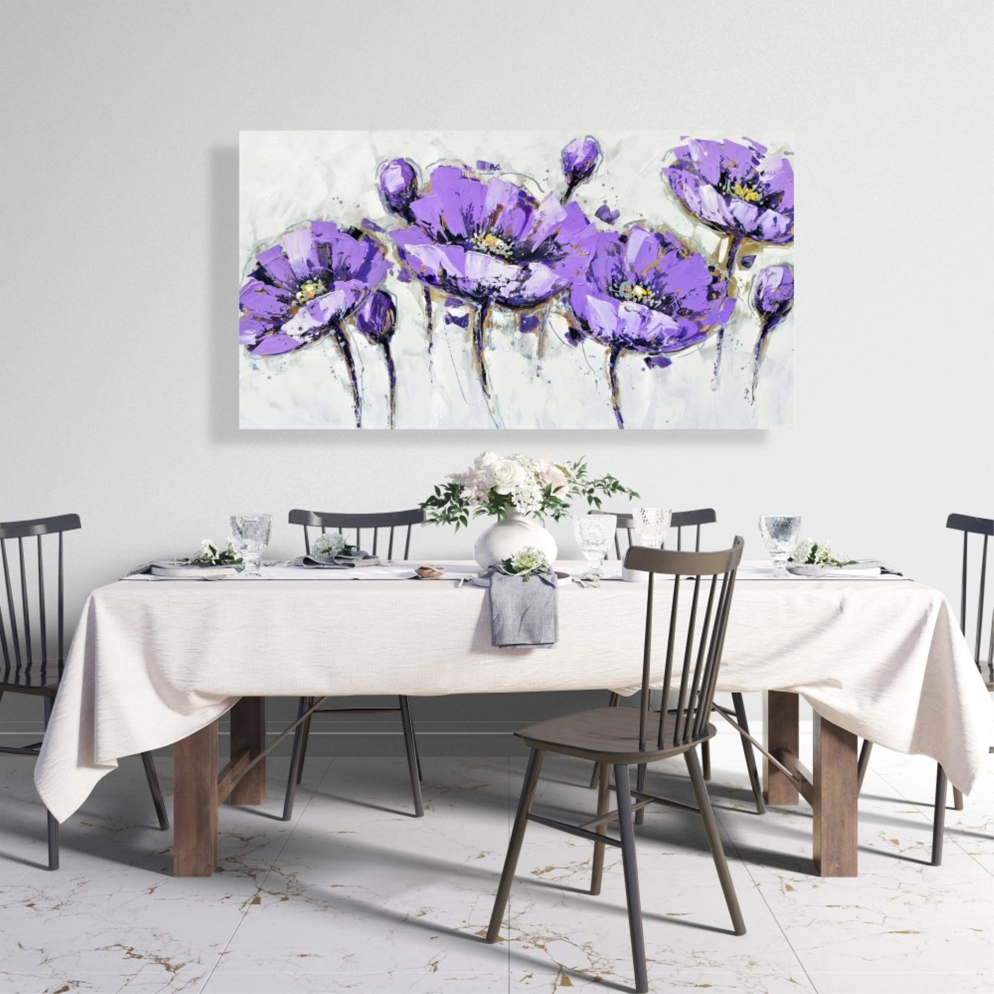 Abstract Purple Flowers Canvas Print - Modern Wall Art for Living Room, Bedroom & Office Decor
