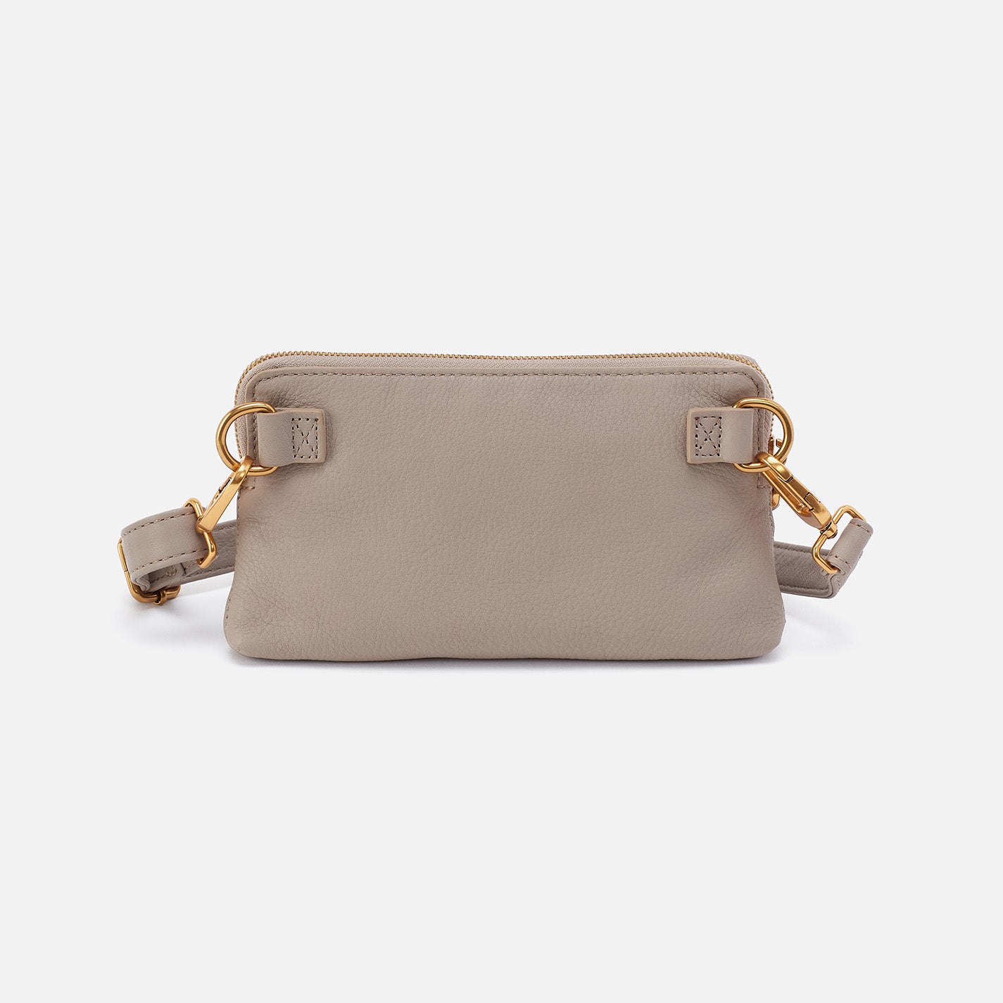 Premium Pebbled Leather Fern Slim Belt Bag in Taupe - Stylish Waist Pack for Travel, Hiking & Everyday Use