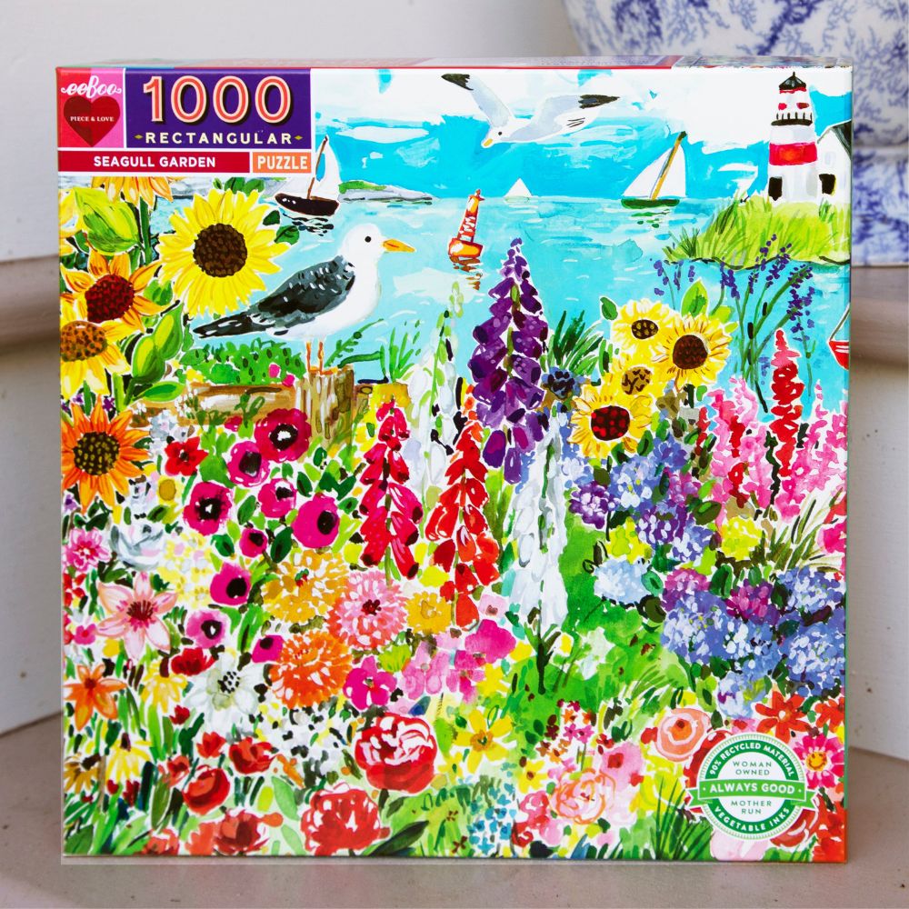 eeBoo Seagull Garden 1000 Piece Jigsaw Puzzle for Adults - Beautiful Coastal Landscape Art for Home Decor, Relaxation & Family Game Night