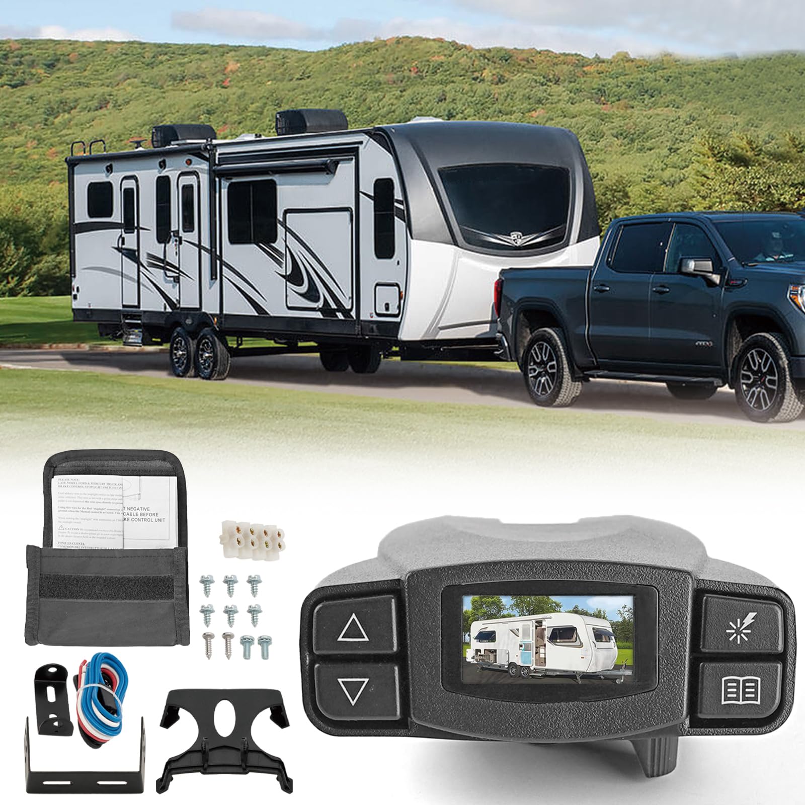 Trailer Brake Controller - Compatible with Tekonsha P3, Silverado, Sierra, Ram, Tacoma, F150 Pickup Trucks - Electric Brake Controller 90195 - Perfect for Towing Trailers & Heavy Loads