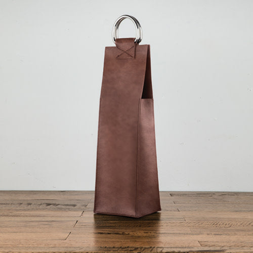 Stylish Faux Leather Wine Bottle Tote Bag - Elegant Single Bottle Carrier for Women, Perfect for Picnics, Parties & Gifts | Water-Resistant & Durable