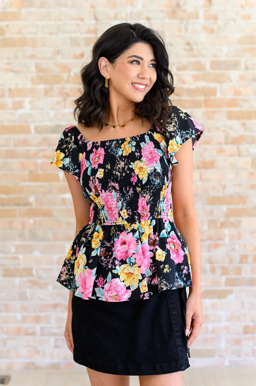 Elegant Floral Print Black Multi Women's Top - Perfect for Casual Outings, Dates & Summer Fashion