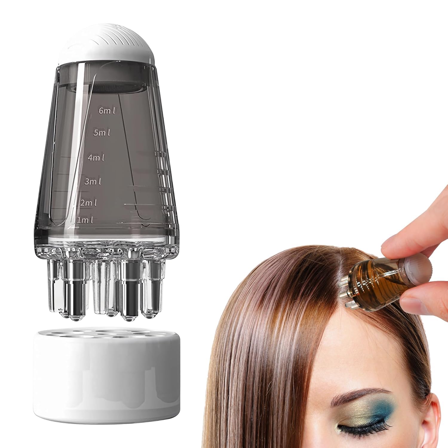 VASTRA ZONE Hair Oil Applicator Bottle with Scalp Massager - Ball Root Comb for Hair Growth & Treatment - Perfect for At-Home Hair Care & Salon Use (White)