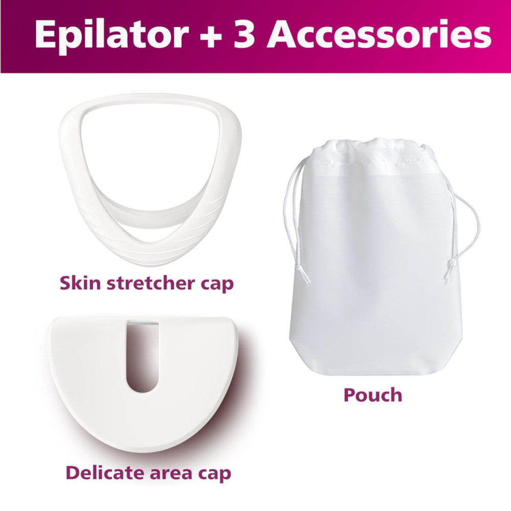 PHILIPS BRE700/04 Rechargeable Epilator Series 8000 for Women - Cordless Hair Removal Device with 3 Attachments for Legs, Underarms & Bikini Line | Smooth Skin at Home