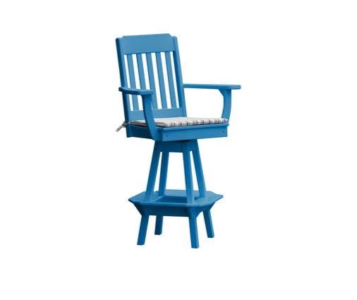 A & L Furniture Traditional Swivel Bar Chair with Arms - Comfortable Upholstered Stool for Kitchen Island, Home Bar & Breakfast Nook