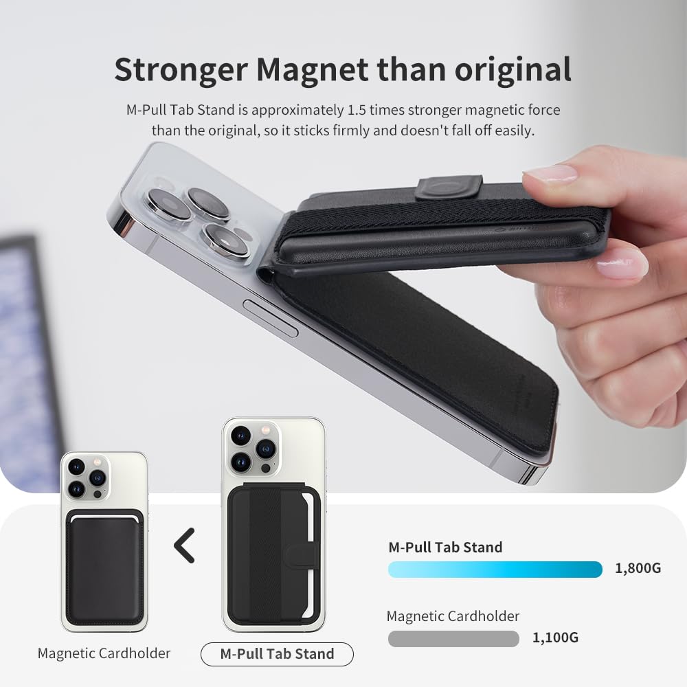 Sinjimoru Magnetic Wallet for iPhone with Adjustable Stand - M-Pull Tab Eject Design, MagSafe Compatible Phone Wallet (Marine Blue) | Perfect for Hands-Free Viewing, Secure Card Storage & Everyday Convenience